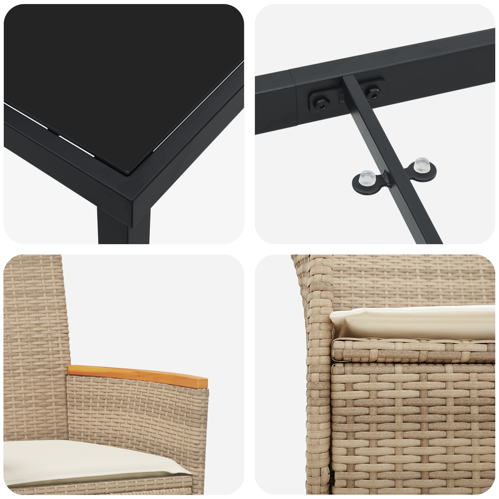 7 dalių sodo valgomojo rinkinys su pagalvėmis Smėlio poli ratanas - Image 9