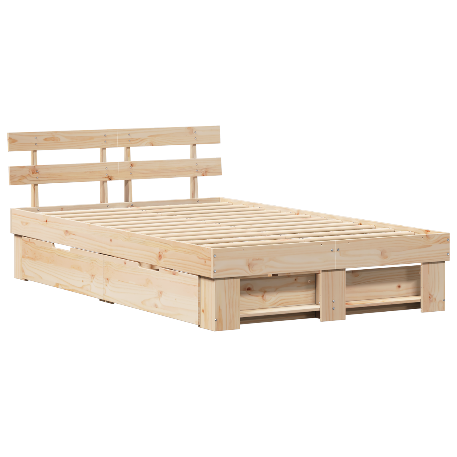 Bed Frame with Drawers 140x190 cm Solid Pine Wood - Image 3