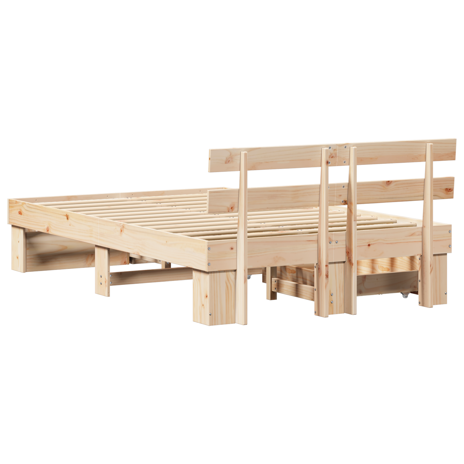 Bed Frame with Drawers 140x190 cm Solid Pine Wood - Image 10