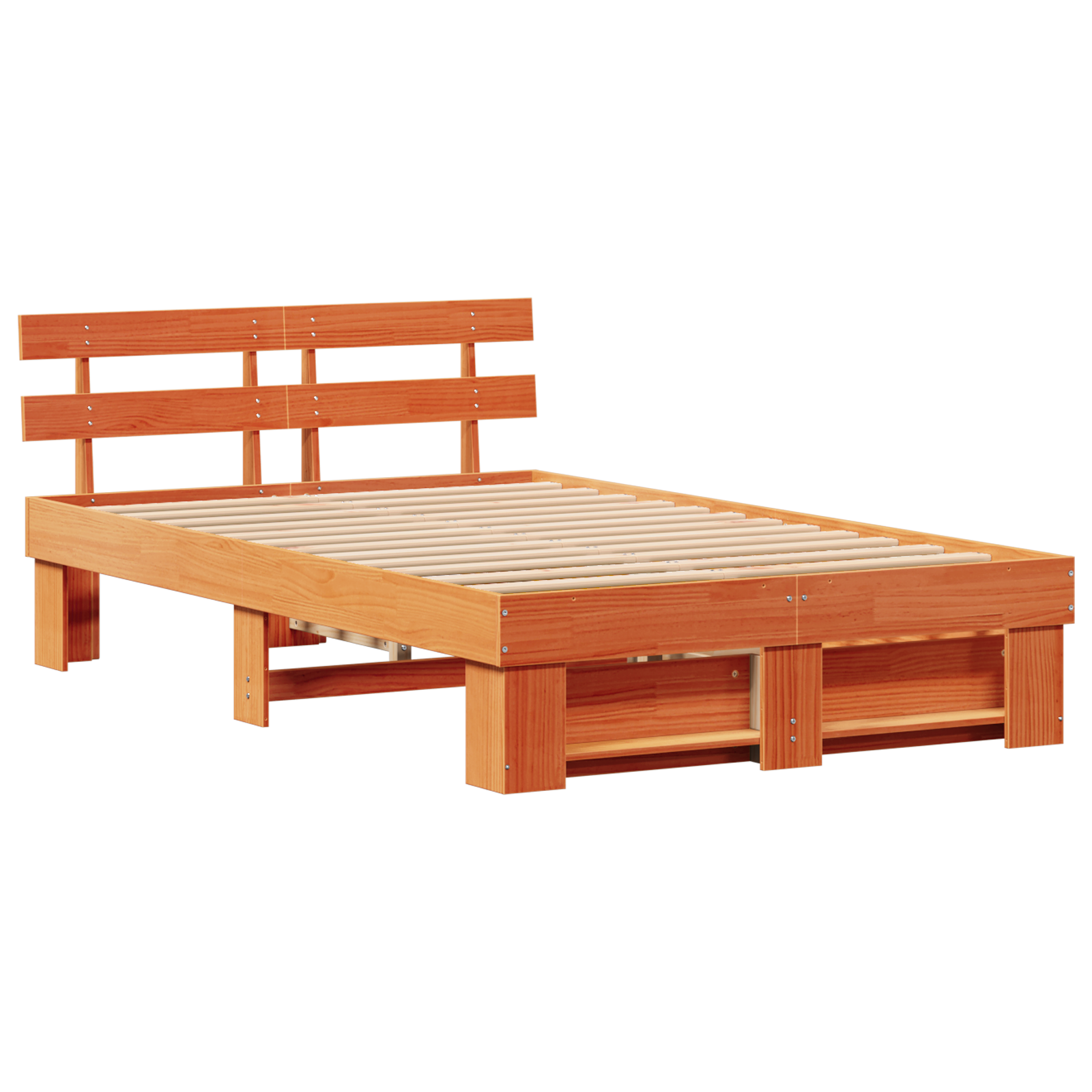 Bed Frame with Drawers Wax Brown 140x190 cm Solid Pine Wood - Image 7