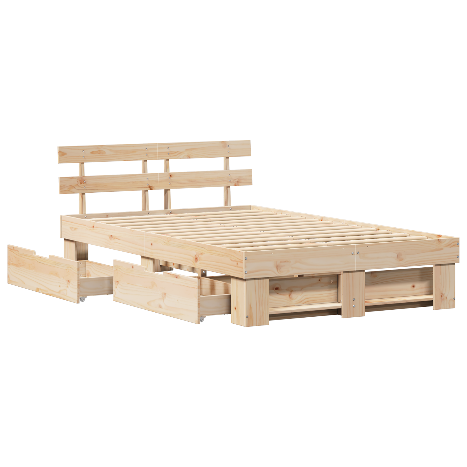 Bed Frame with Drawers 135x190 cm Solid Pine Wood - Image 6