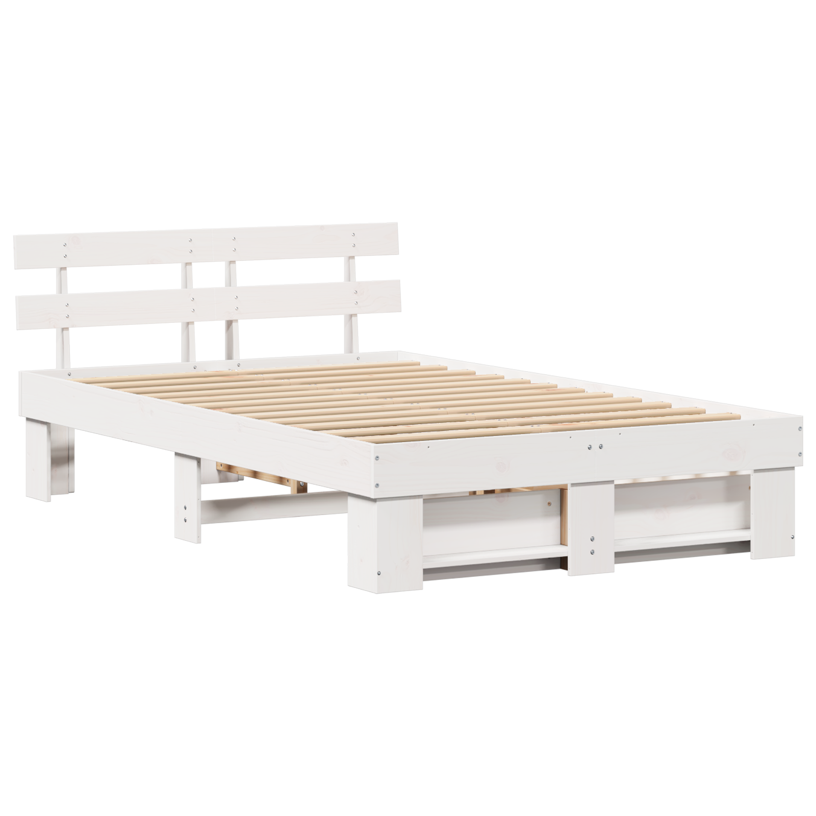 Bed Frame with Drawers White 135x190 cm Solid Pine Wood - Image 7
