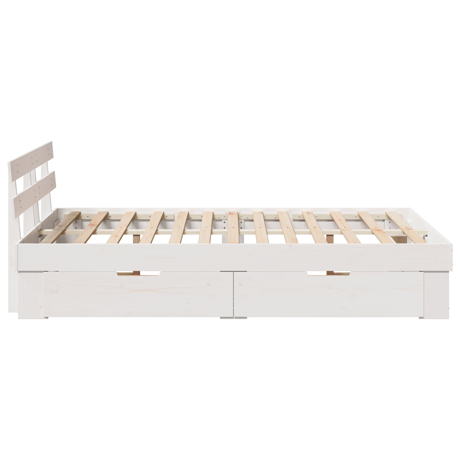 Bed Frame with Drawers White 135x190 cm Solid Pine Wood - Image 9