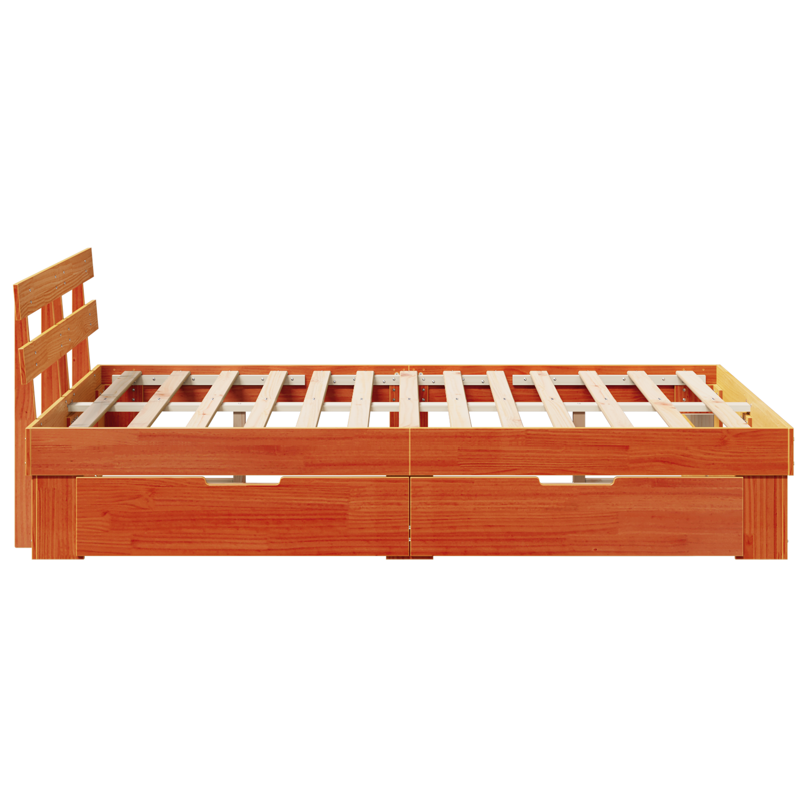 Bed Frame with Drawers Wax Brown 135x190 cm Solid Pine Wood - Image 9