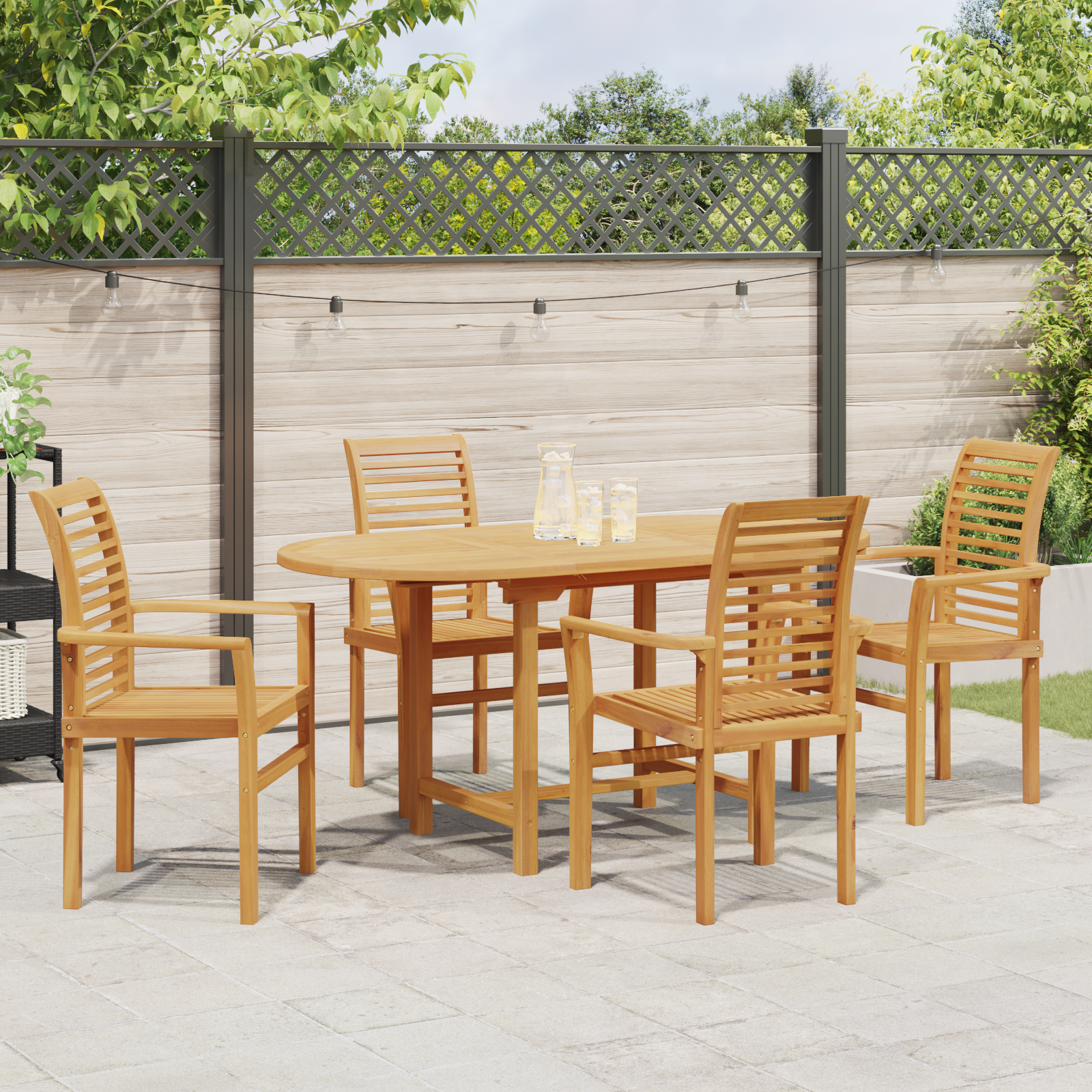 5 Piece Garden Dining Set Solid Wood Teak - Image 4