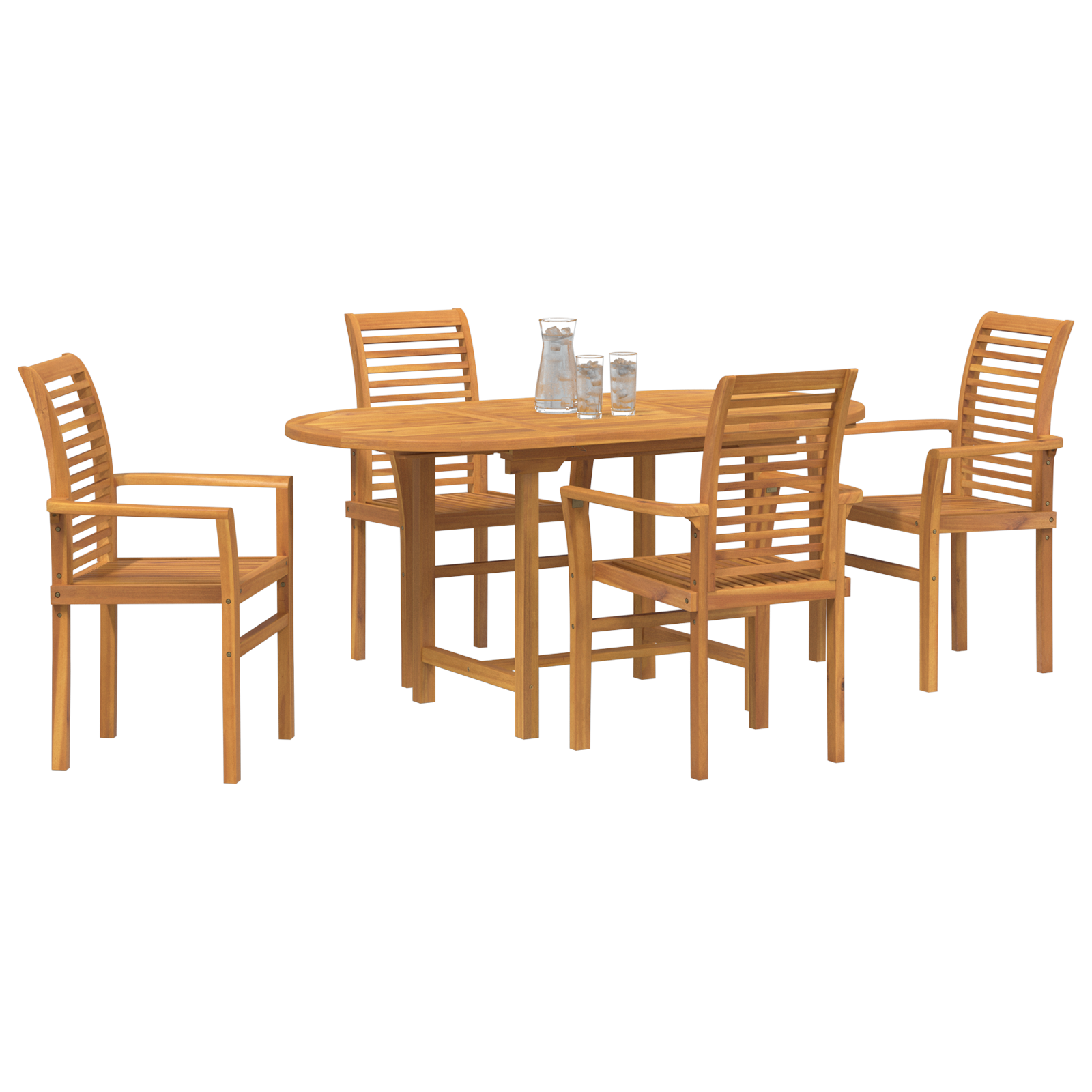 5 Piece Garden Dining Set Solid Wood Teak - Image 3