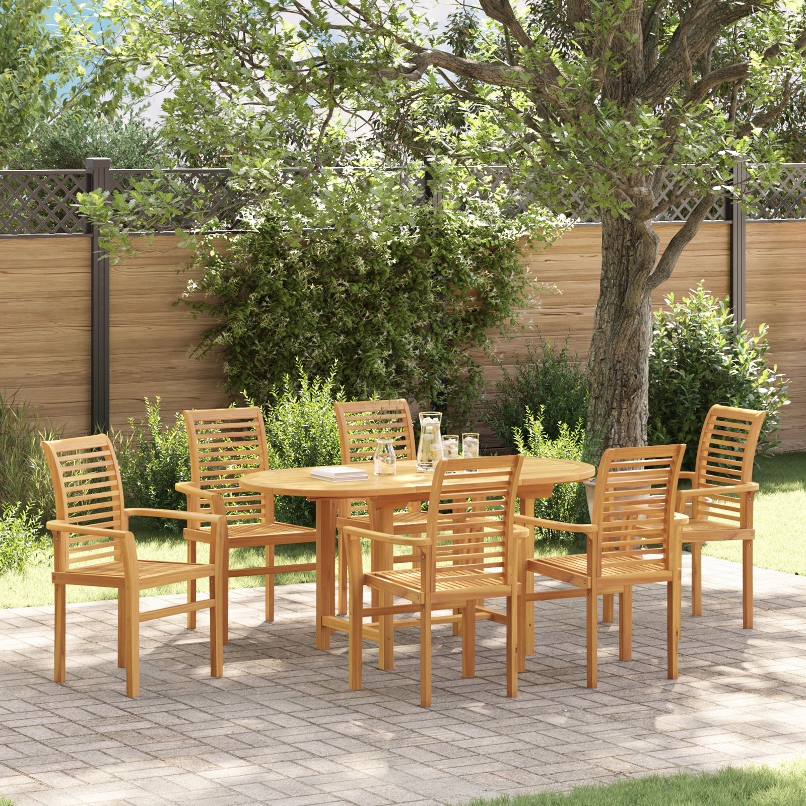 7-delige tuin eetset massief hout teak