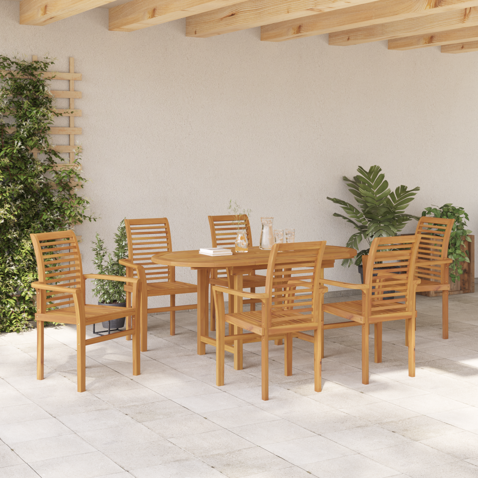 7 Piece Garden Dining Set Solid Wood Teak - Image 4