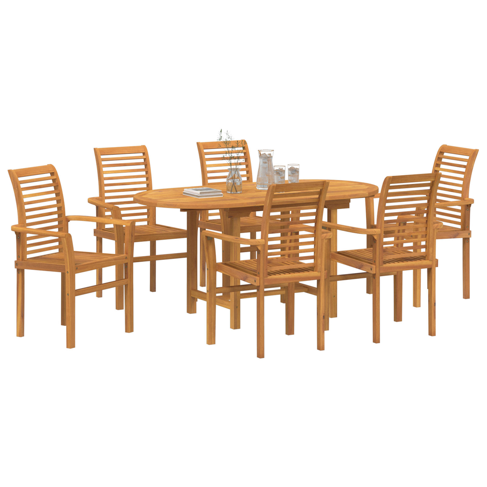 7 Piece Garden Dining Set Solid Wood Teak - Image 3