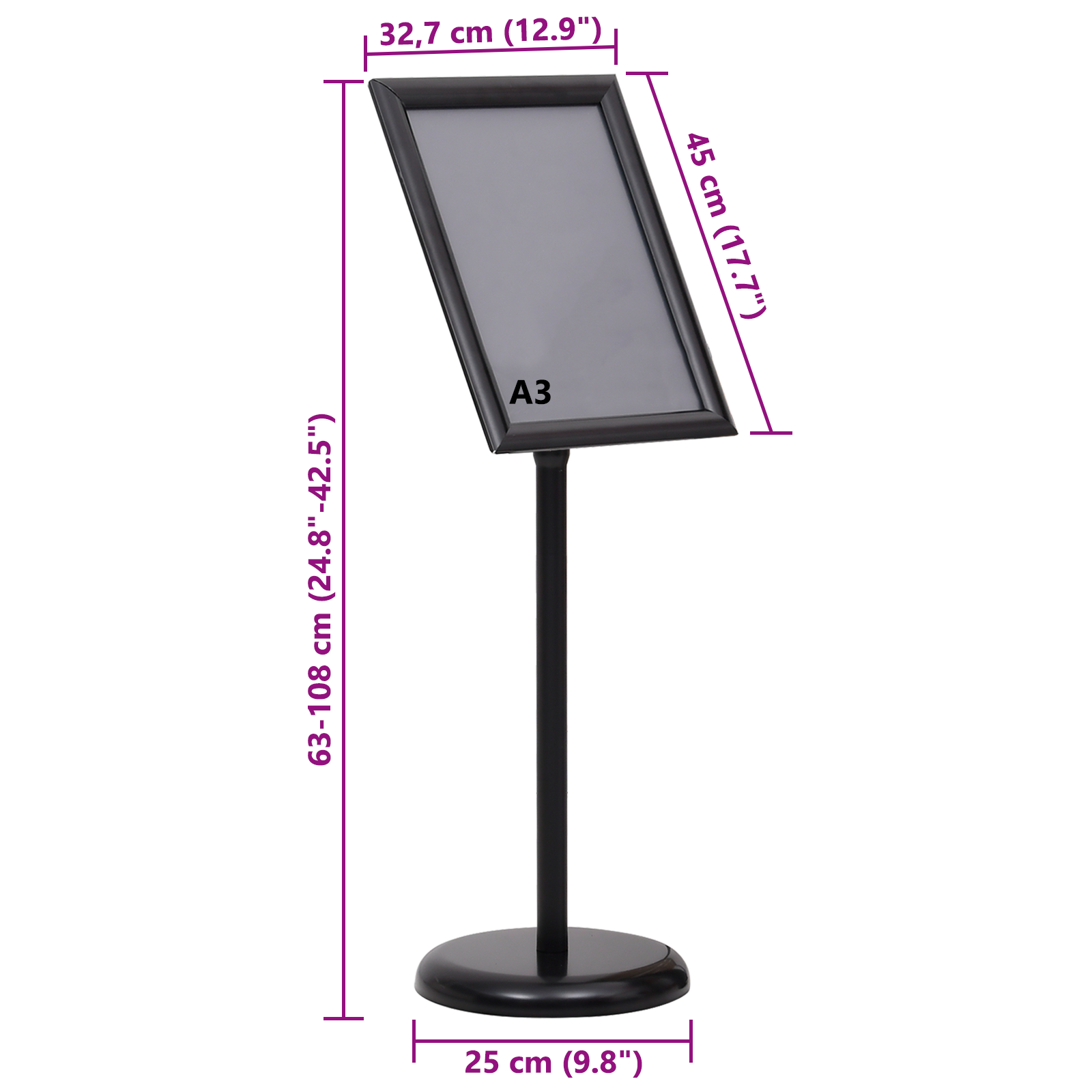 A3 Pedestal Poster Stands 2 pcs Black Aluminium Alloy - Image 11