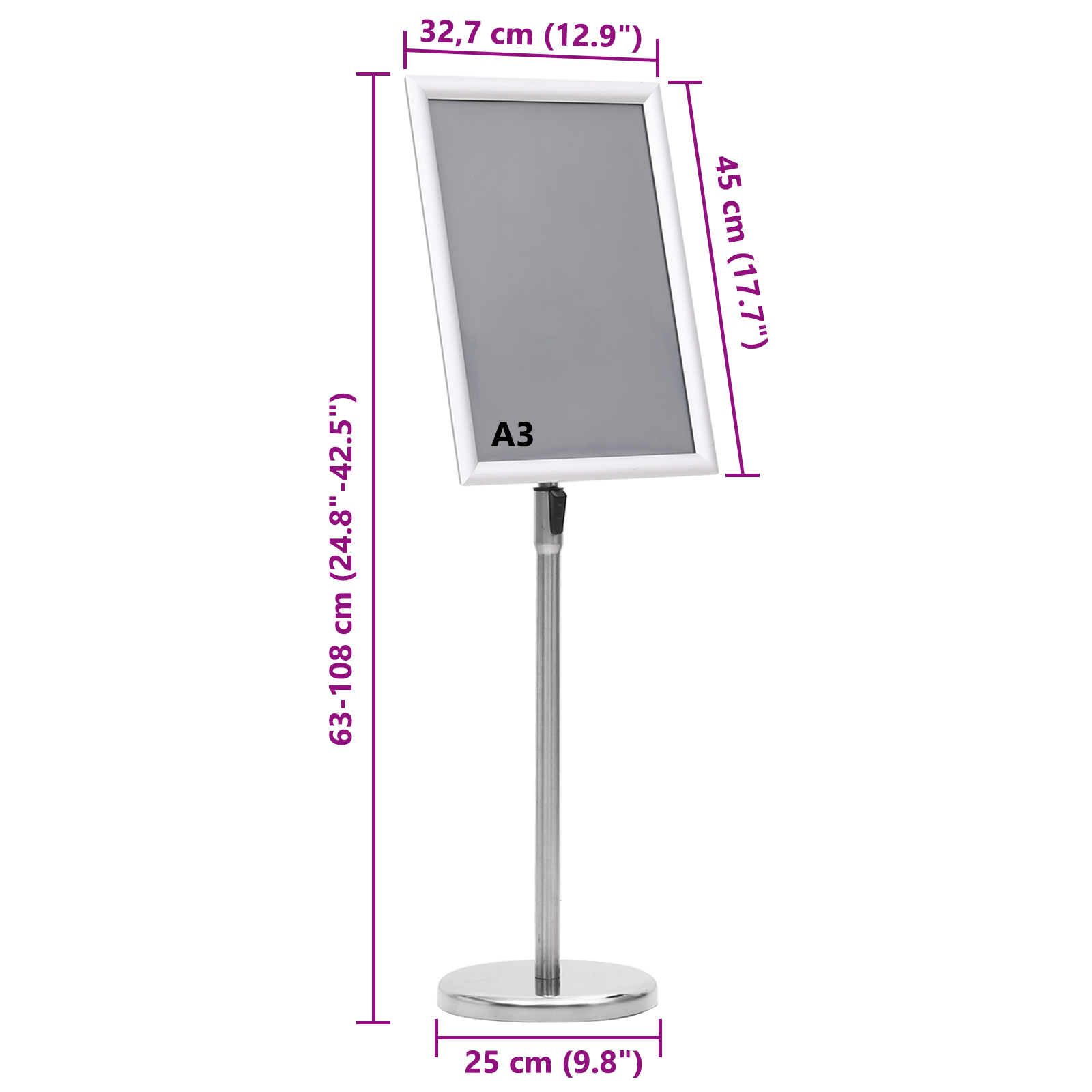 A3 Pedestal Poster Stands 2 pcs Silver Aluminium Alloy - Image 11