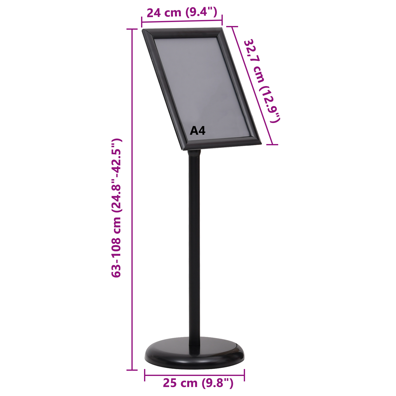 A4 Pedestal Poster Stands 2 pcs Black Aluminium Alloy - Image 11