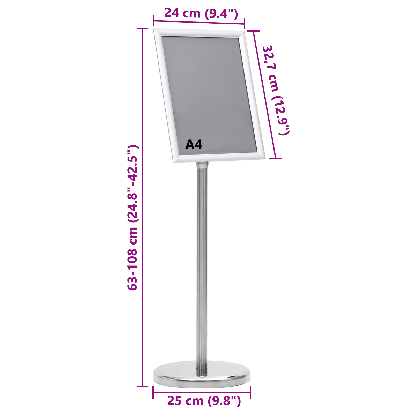 A4 Pedestal Poster Stands 2 pcs Silver Aluminium Alloy - Image 11