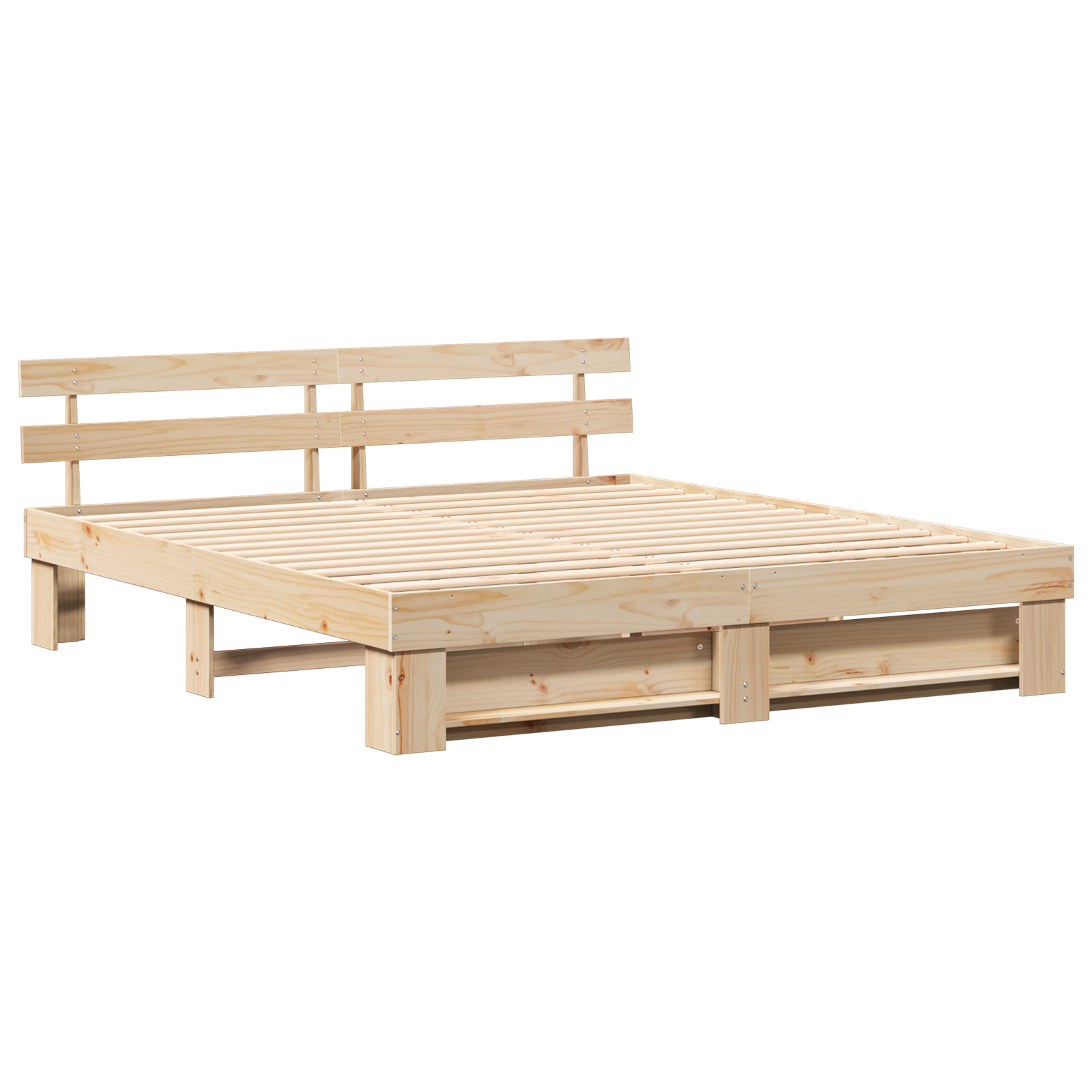 Bedframe met hoofdeinde Bruin 200 x 200 cm Massief grenenhout