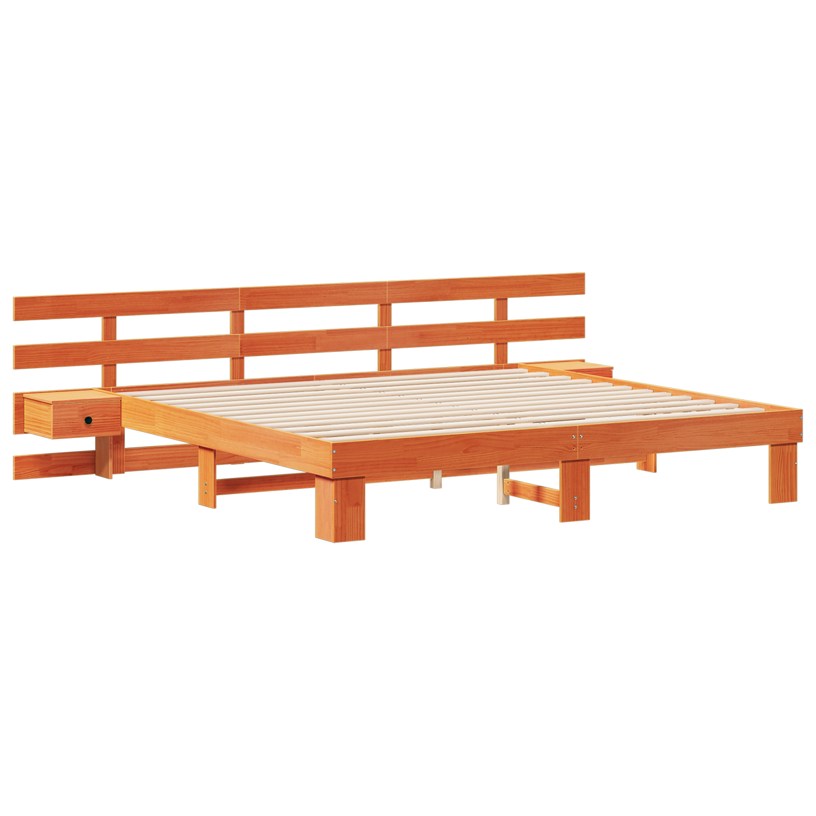 Bedframe met hoofdeinde Bruin 200 x 200 cm Massief grenenhout