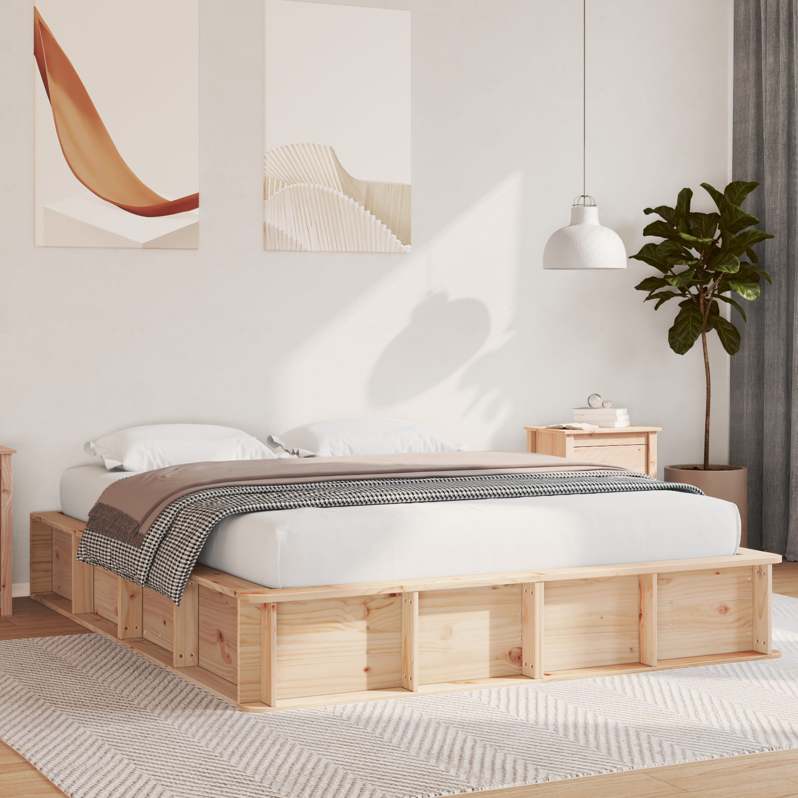 Thumbnail - vidaXL Bettgestell mit Lift-Up Stauraum - 150 x 200 cm, Kiefer massiv