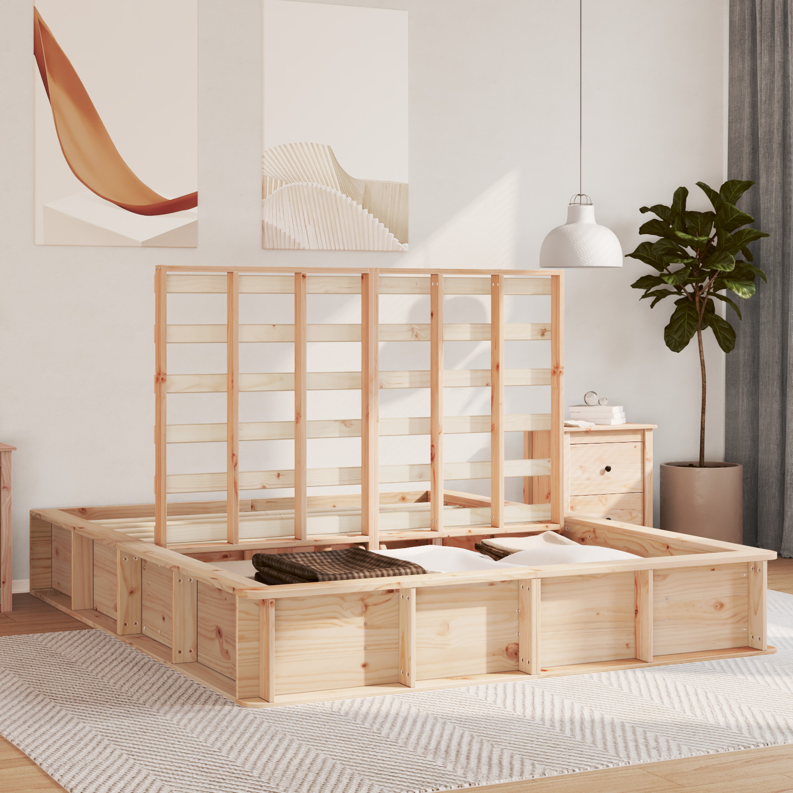Bedframe Bruin 150 x 200 cm Massief grenenhout