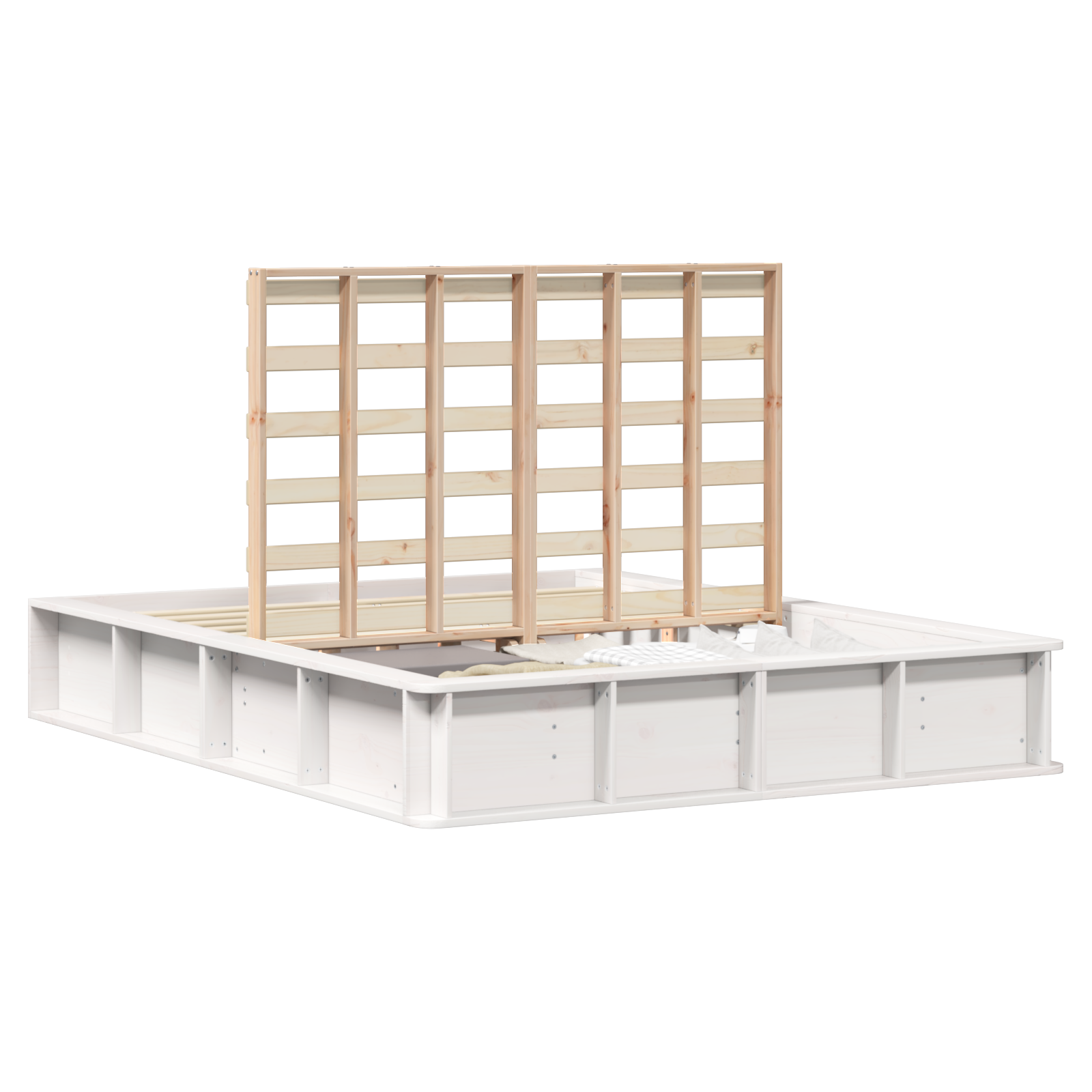 Bedframe Wit 150 x 200 cm Massief grenenhout