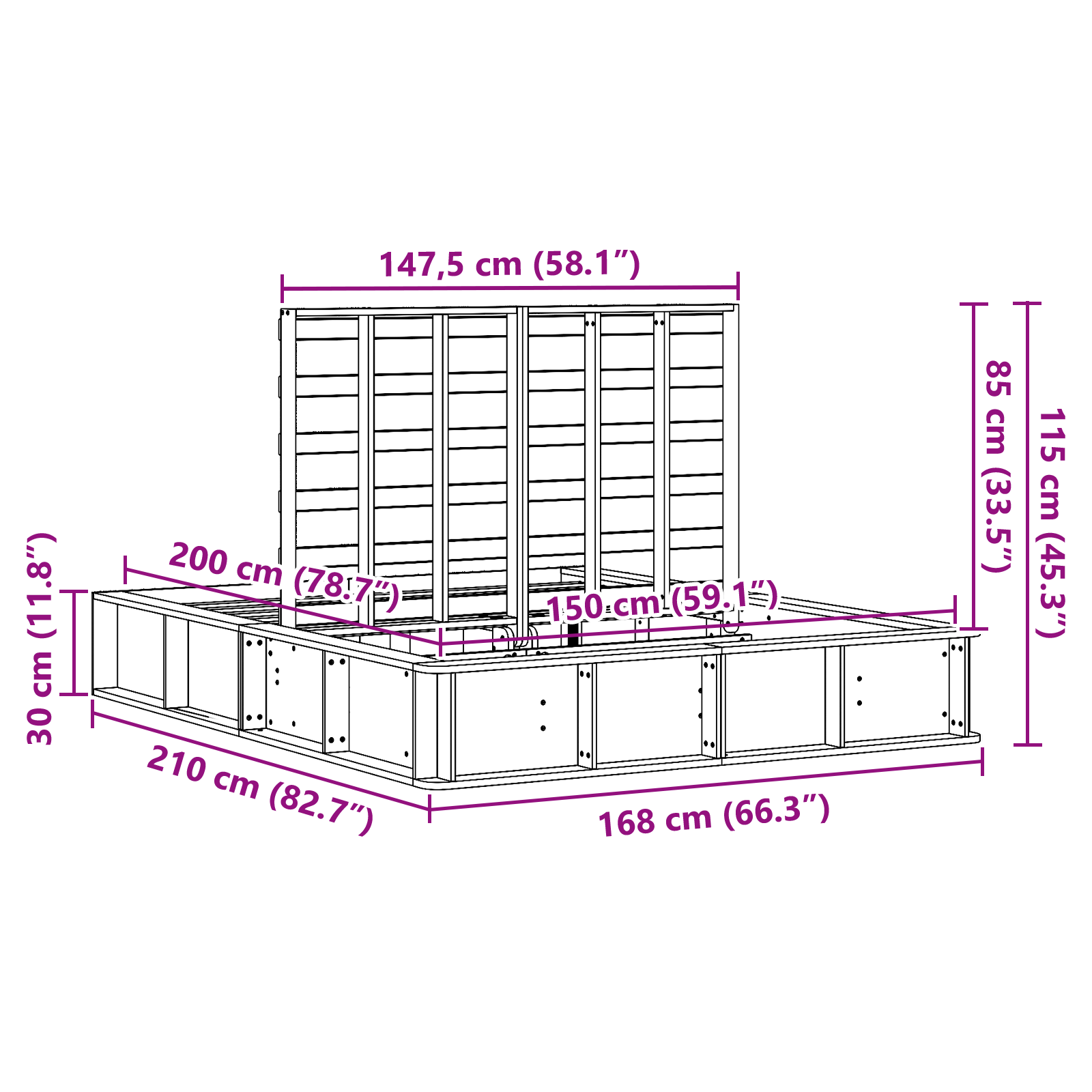 Bedframe Wasbruin 150 x 200 cm Massief grenenhout