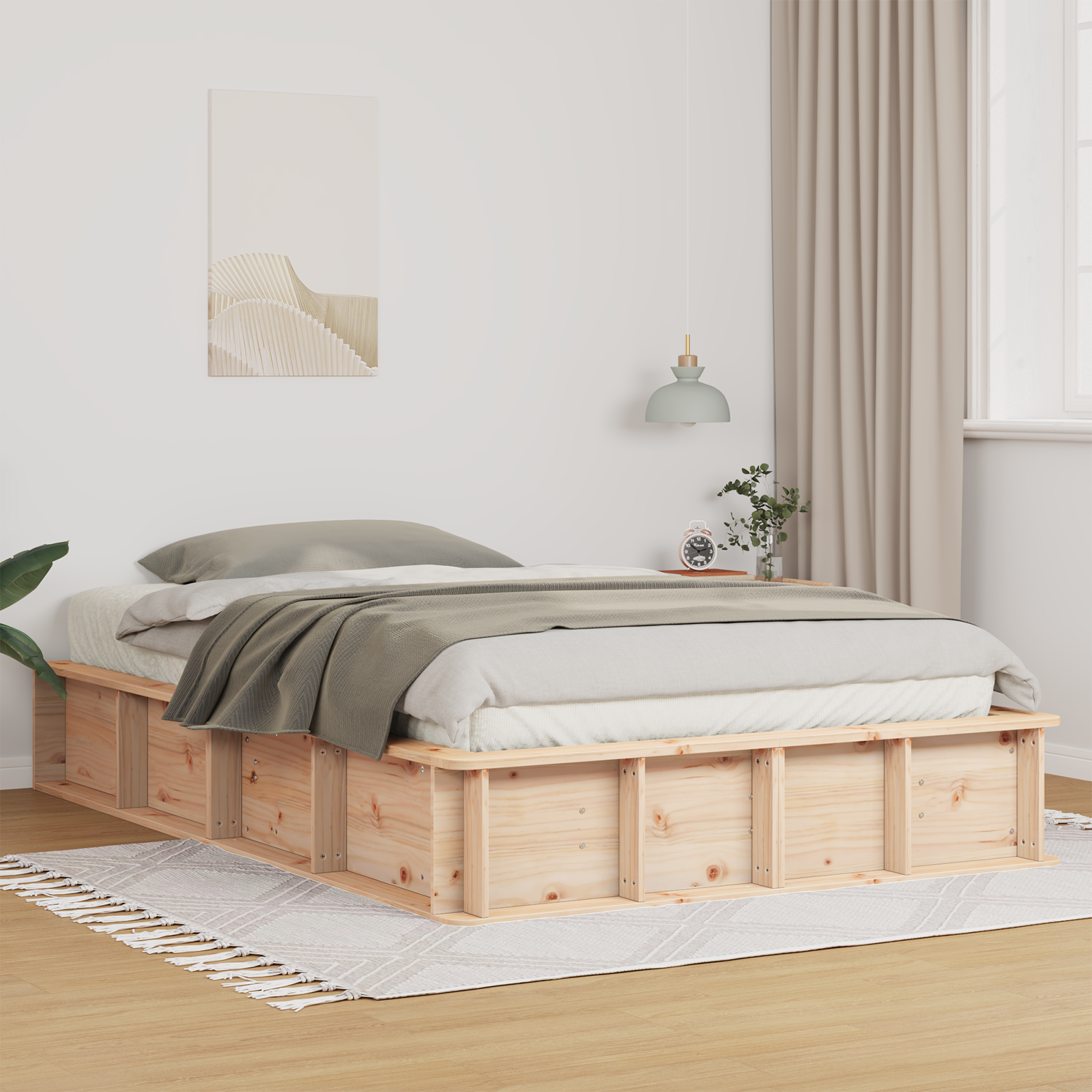Bedframe met Opklapbare Opslag 140 x 200 cm van Massief Vurenhout