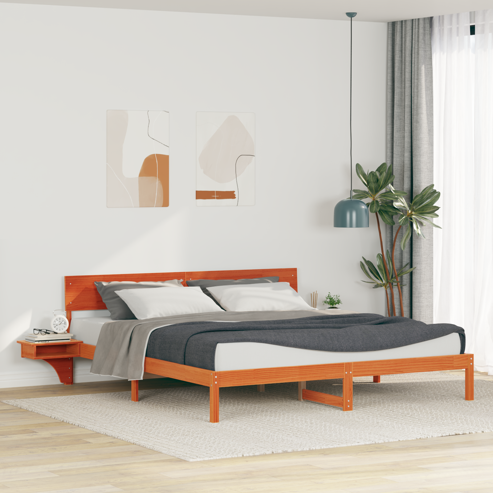 Bedframe Wasbruin 200 x 200 cm Massief grenenhout