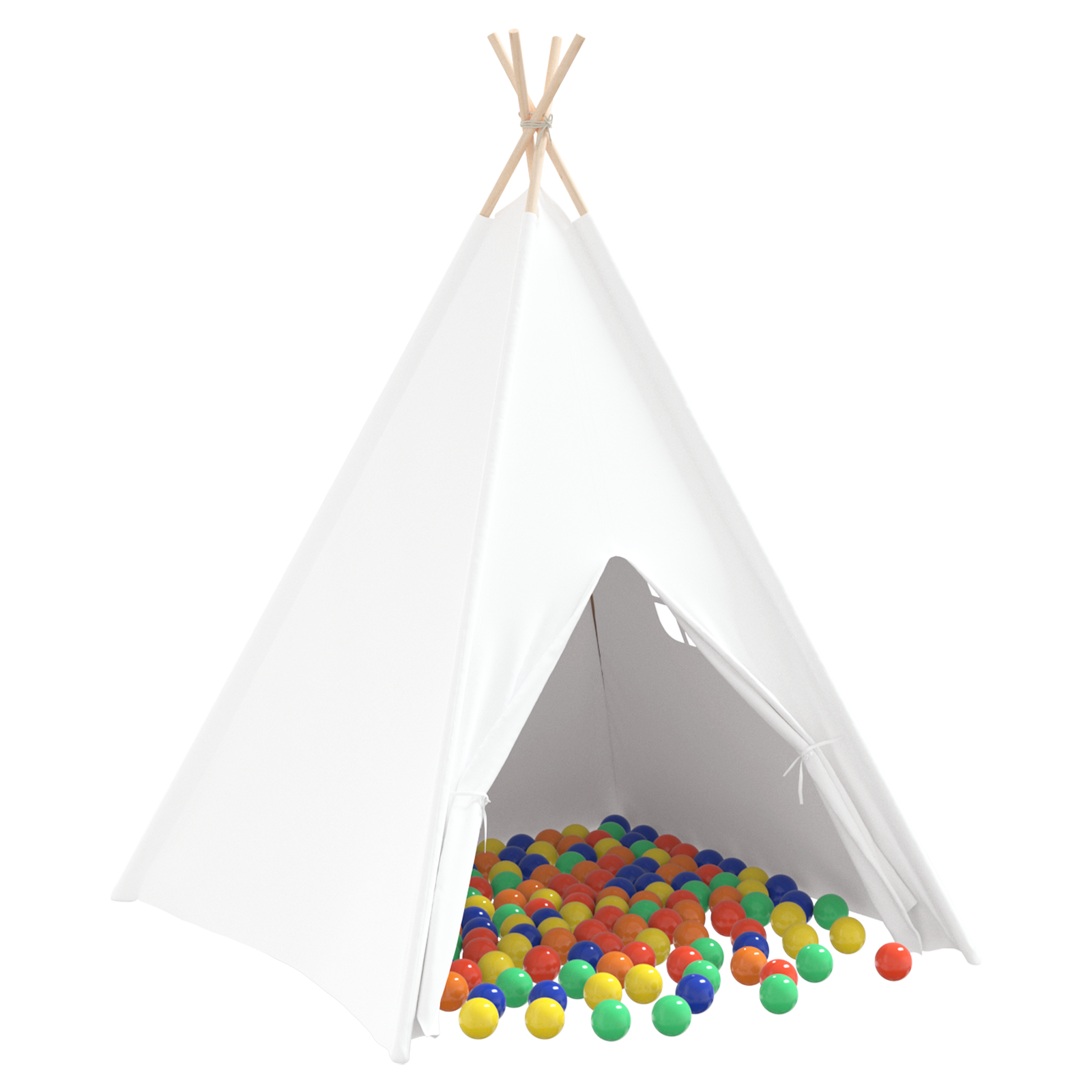 Children Teepee Tent with Bag Peach & Playballs Skin White - Image 2