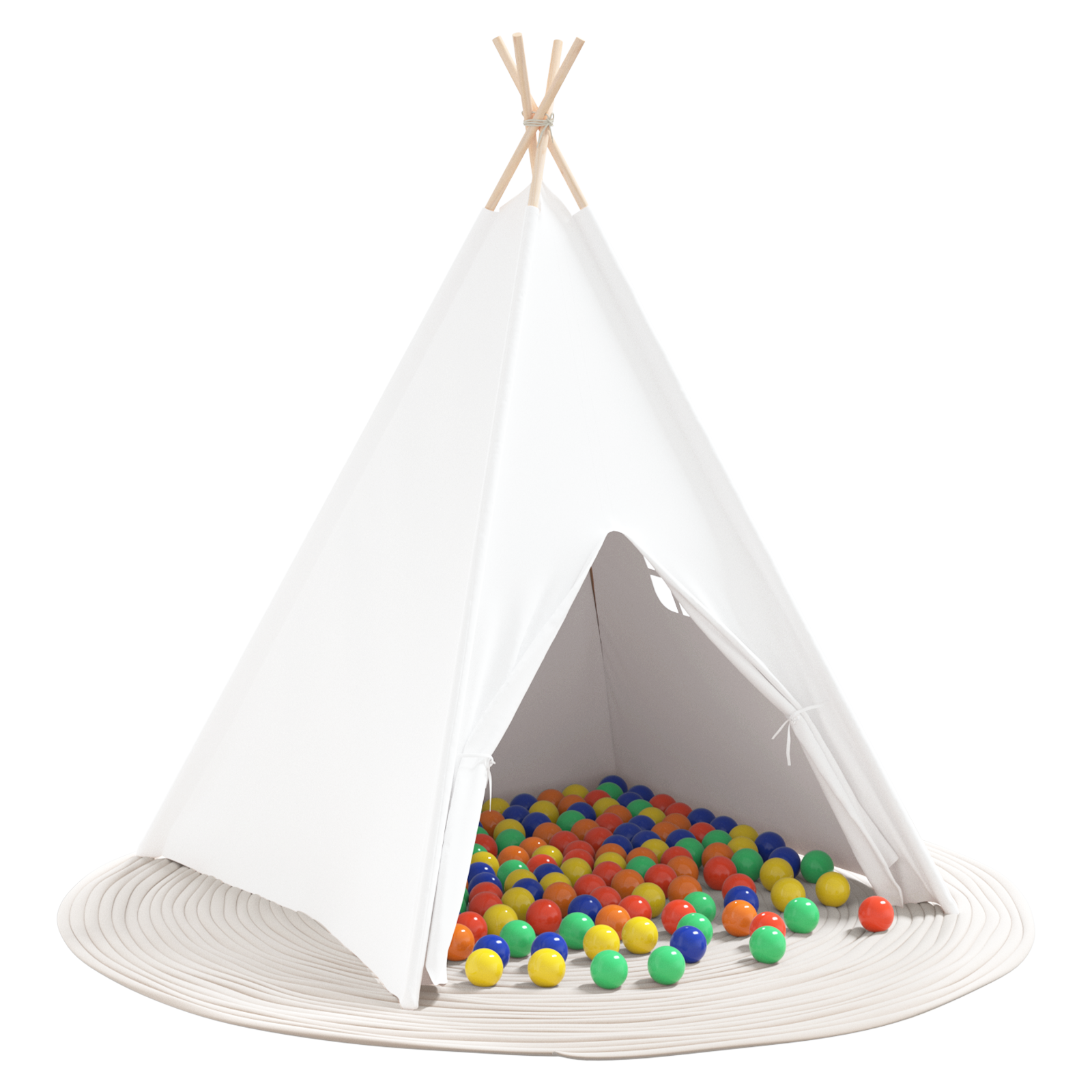 Children Teepee Tent with Bag Peach & Playballs Skin White - Image 3