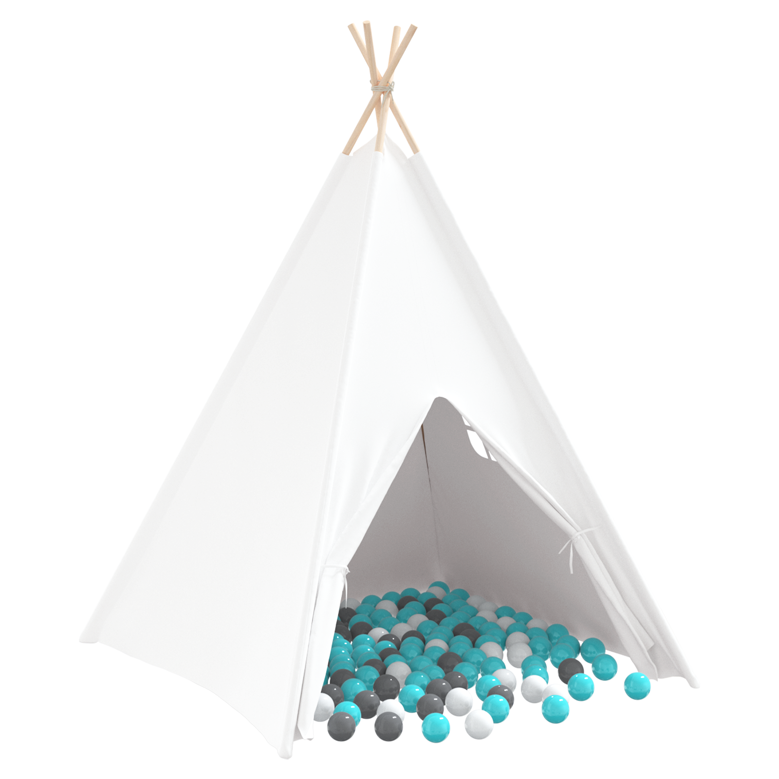 Kids Teepee Tent with Bag Peach & Playballs Skin White - Image 2