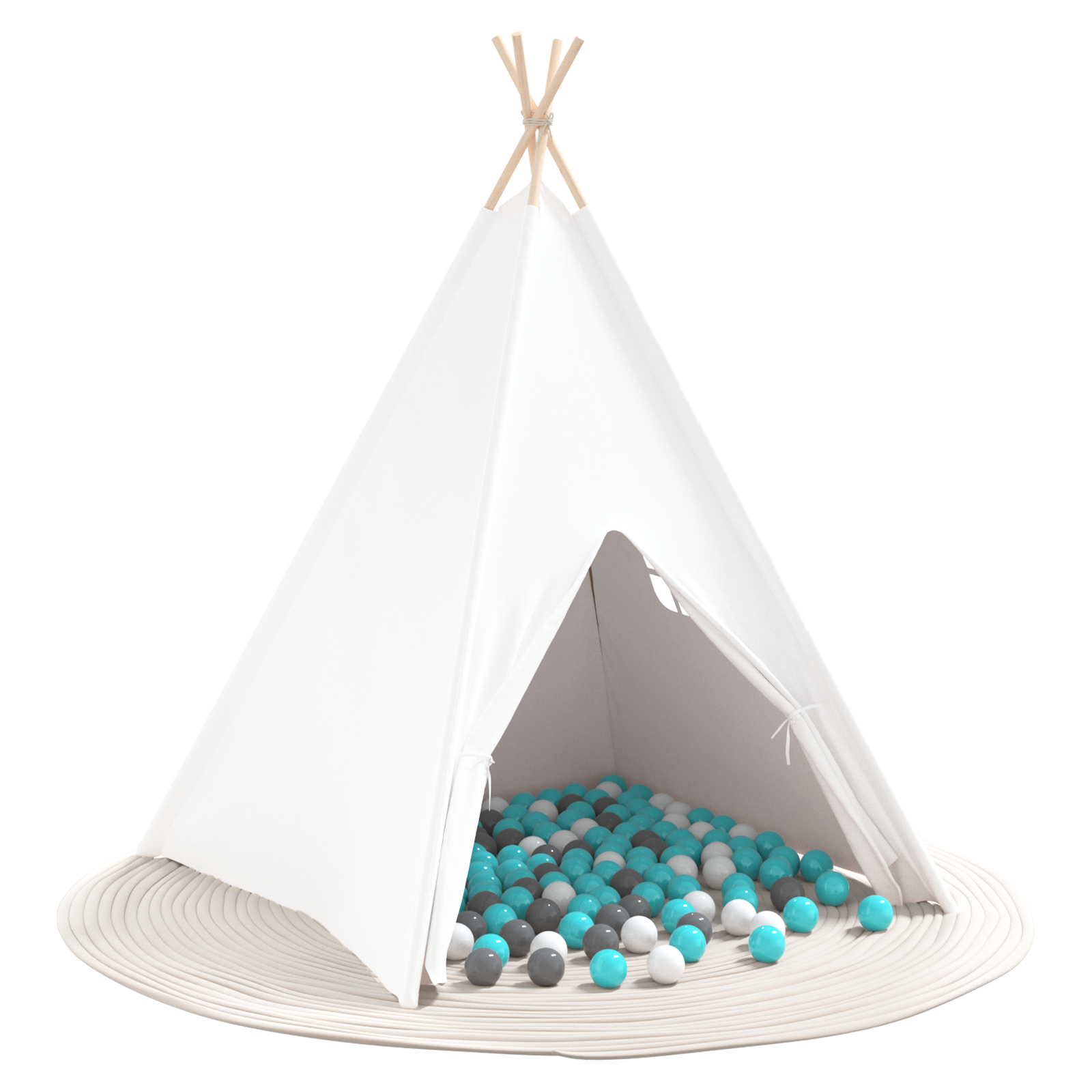 Kids Teepee Tent with Bag Peach & Playballs Skin White - Image 3