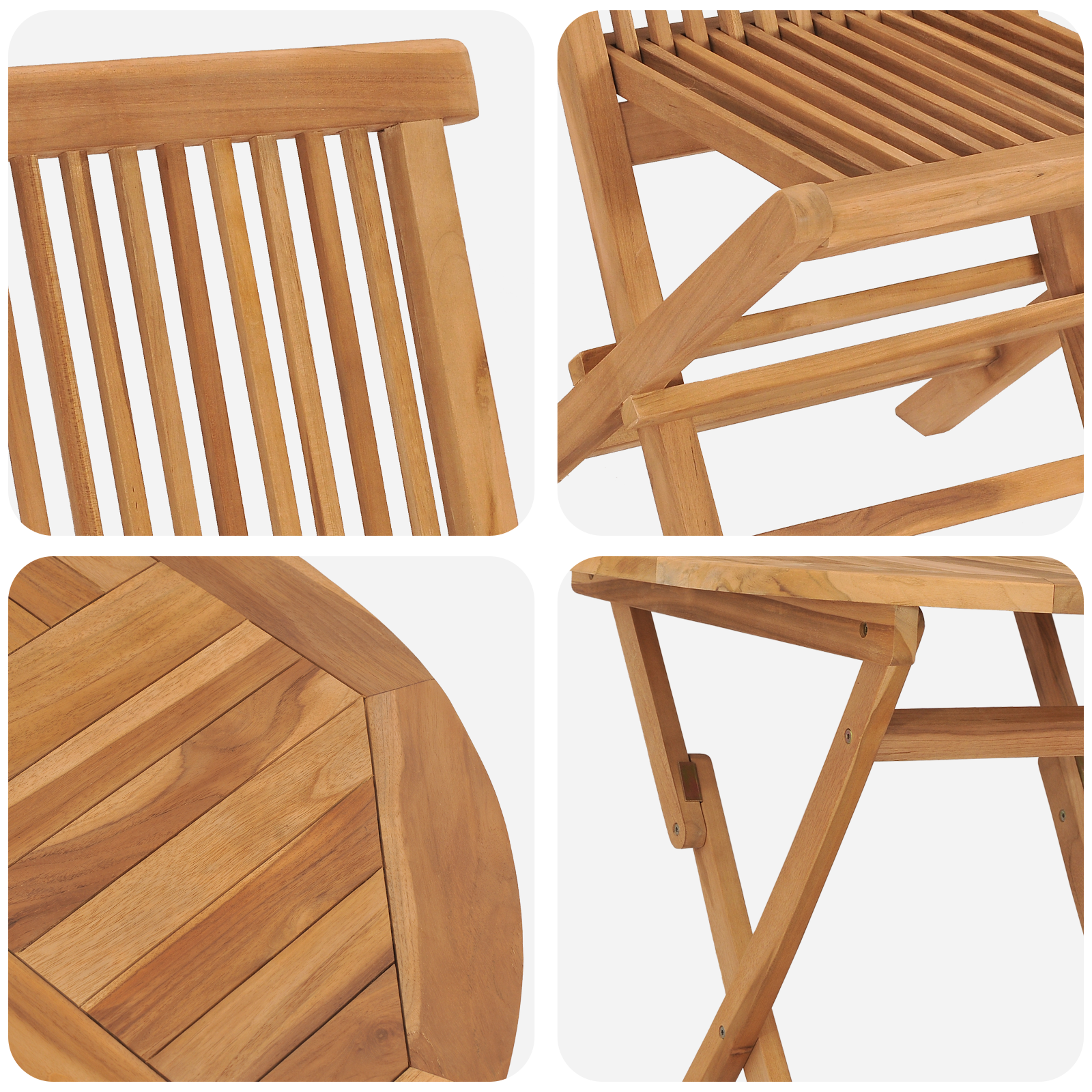 3 Piece Folding Garden Bistro Set Solid Wood Acacia - Image 9