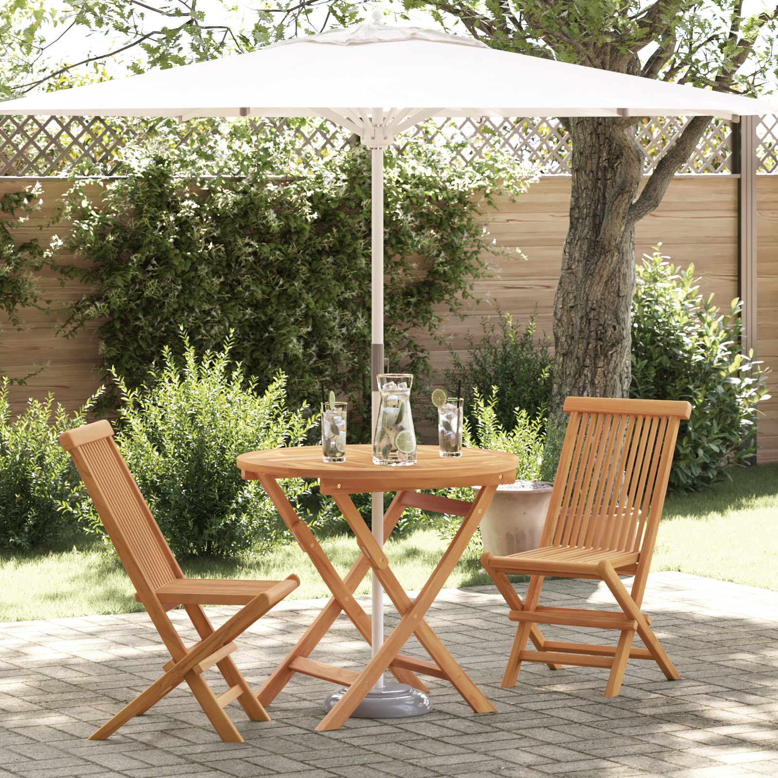 3 Piece Folding Garden Bistro Set Solid Wood Acacia