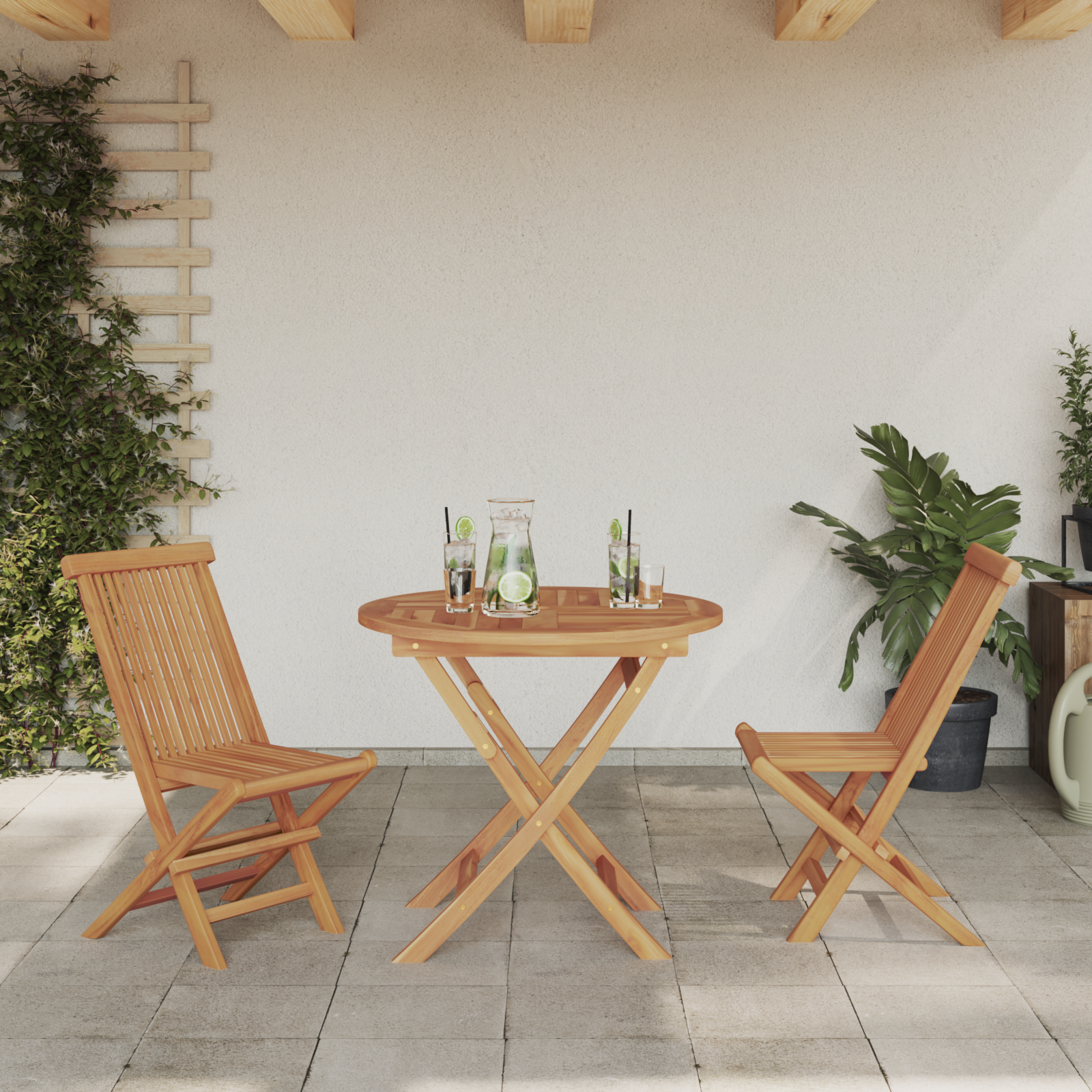 3 Piece Folding Garden Bistro Set Solid Wood Acacia - Image 4
