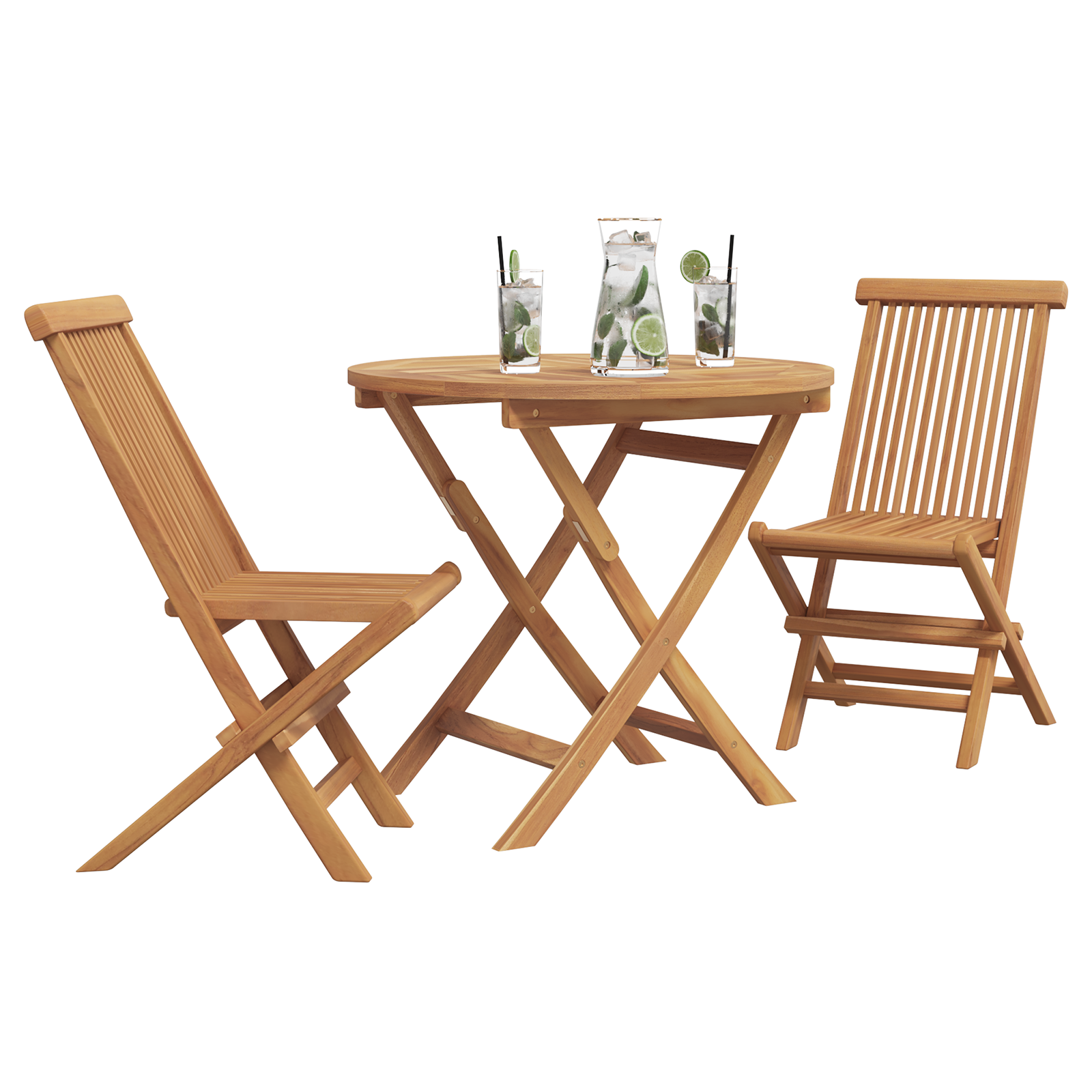 3 Piece Folding Garden Bistro Set Solid Wood Acacia - Image 3