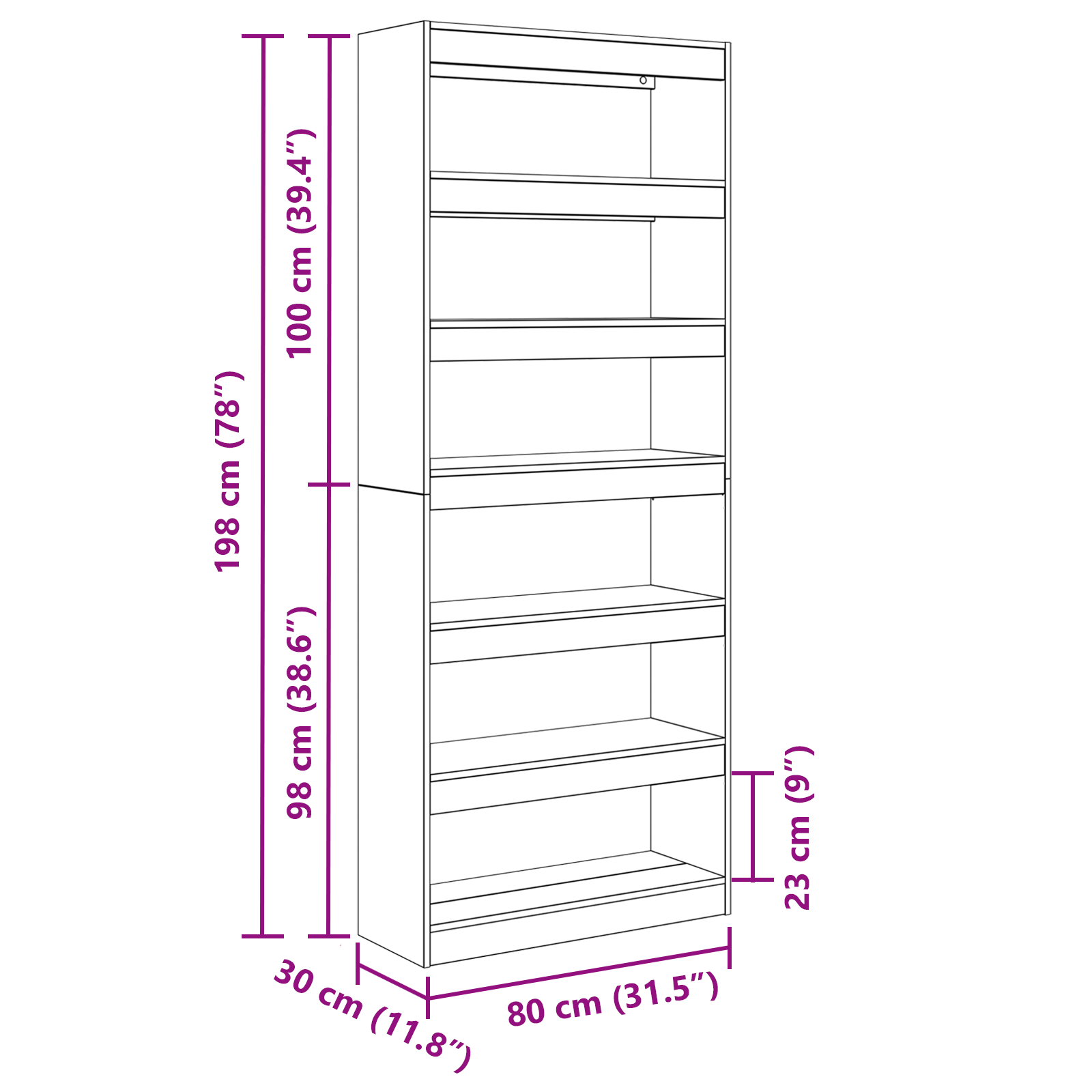 Raamaturiiul riiuliga Hall Sonoma 80 x 30 x 198 cm Tehispuit 9 Kõik vajalik sinu aeda ja koju! Raamaturiiul riiuliga Hall Sonoma 80 x 30 x 198 cm Tehispuit - Image 9