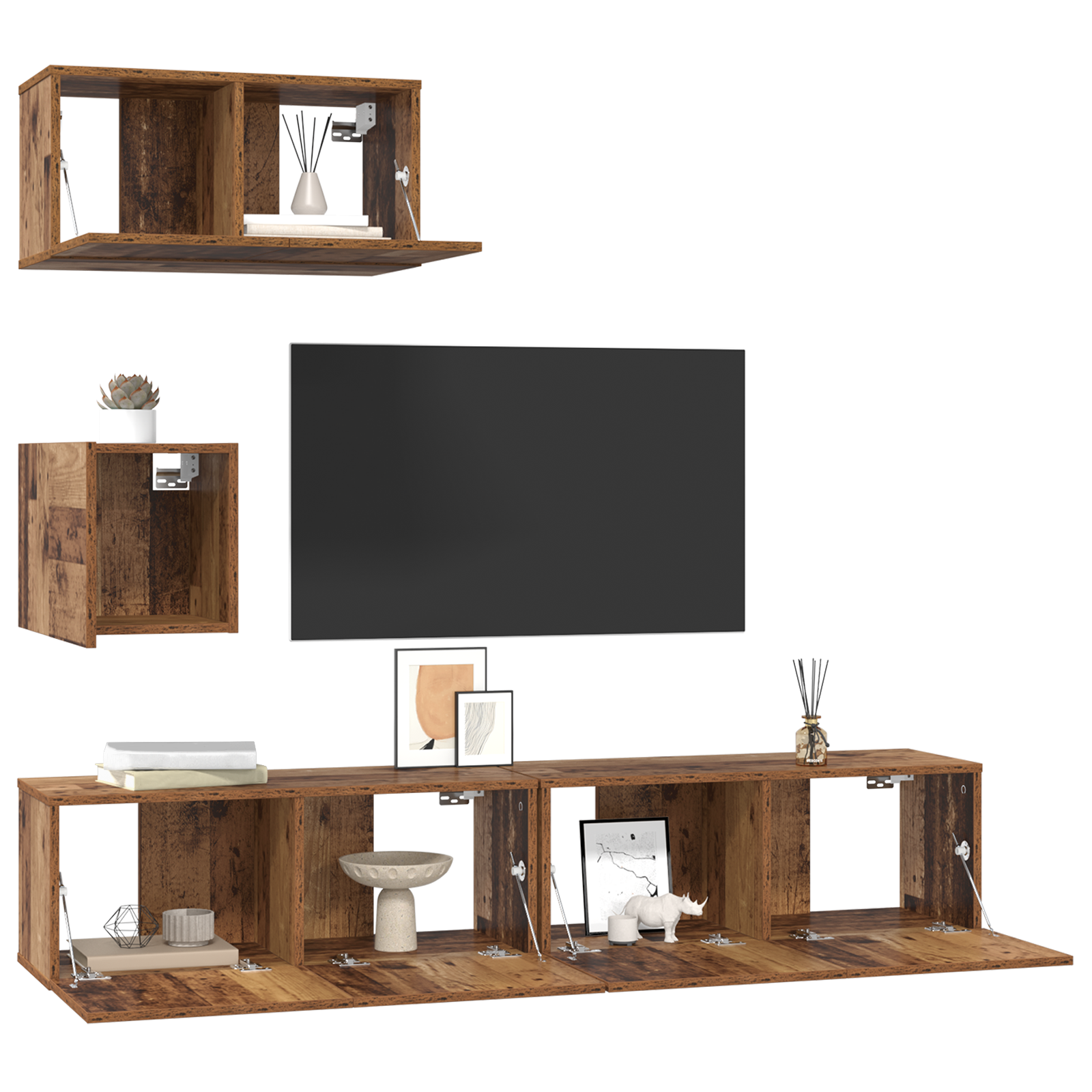 Thumbnail - vidaXL Wand TV Schrank 4 pcs Altholz 80 x 30 x 30,5 cm Holzwerkstoff