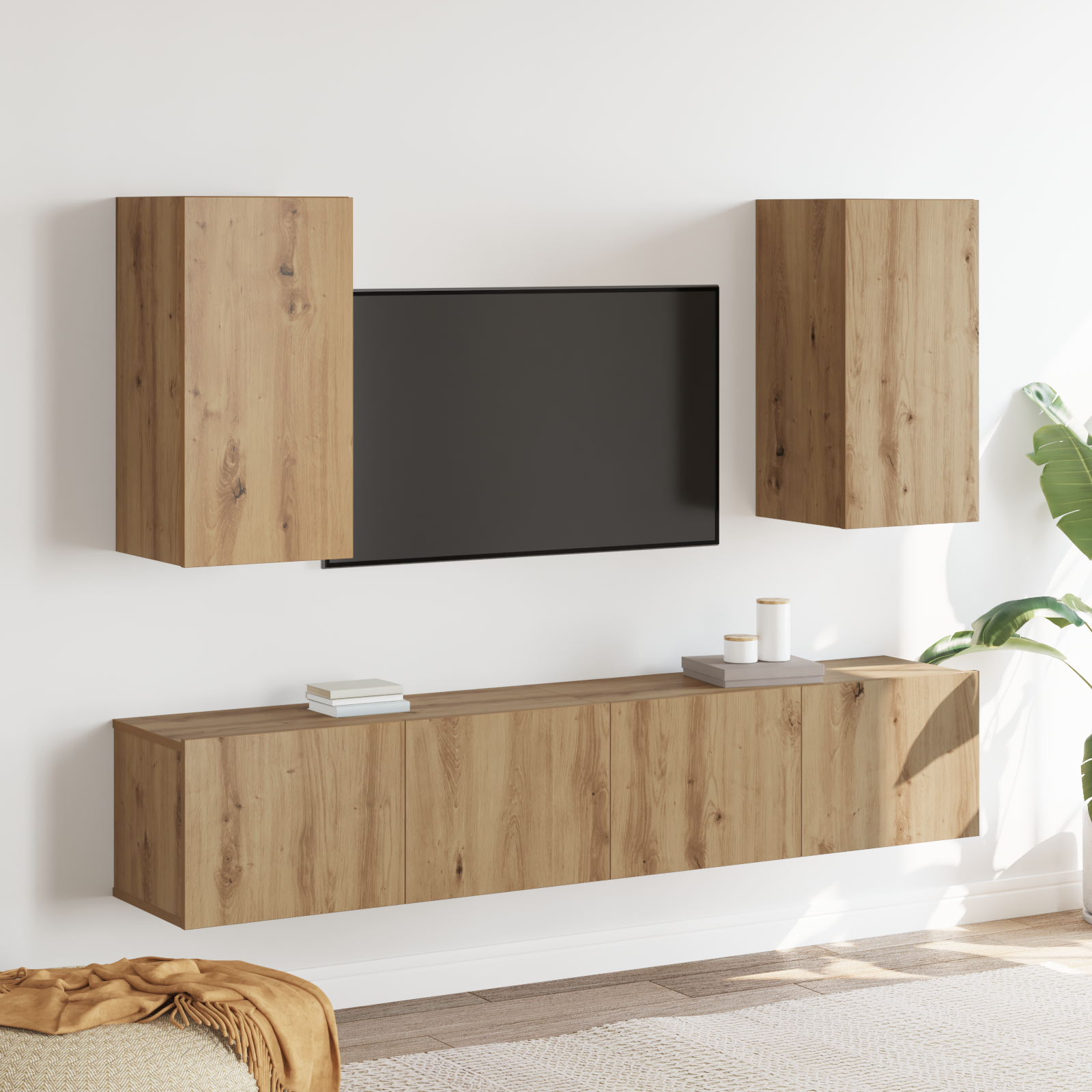 vidaXL Set comodă TV 4 pcs stejar artizanal Mediu Lemn compozit