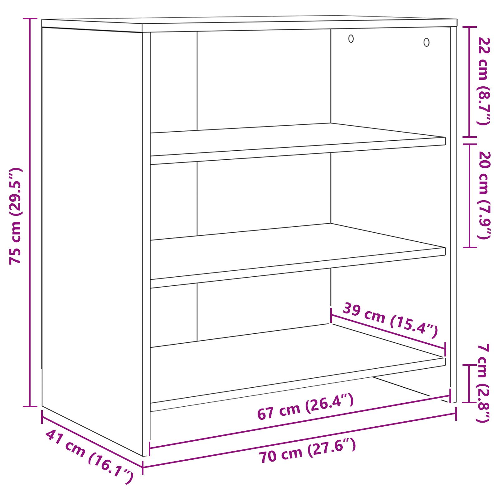 Dressoir 2 pcs artisanaal eikenkleurig 70 x 41 x 75 cm - Afbeelding 10