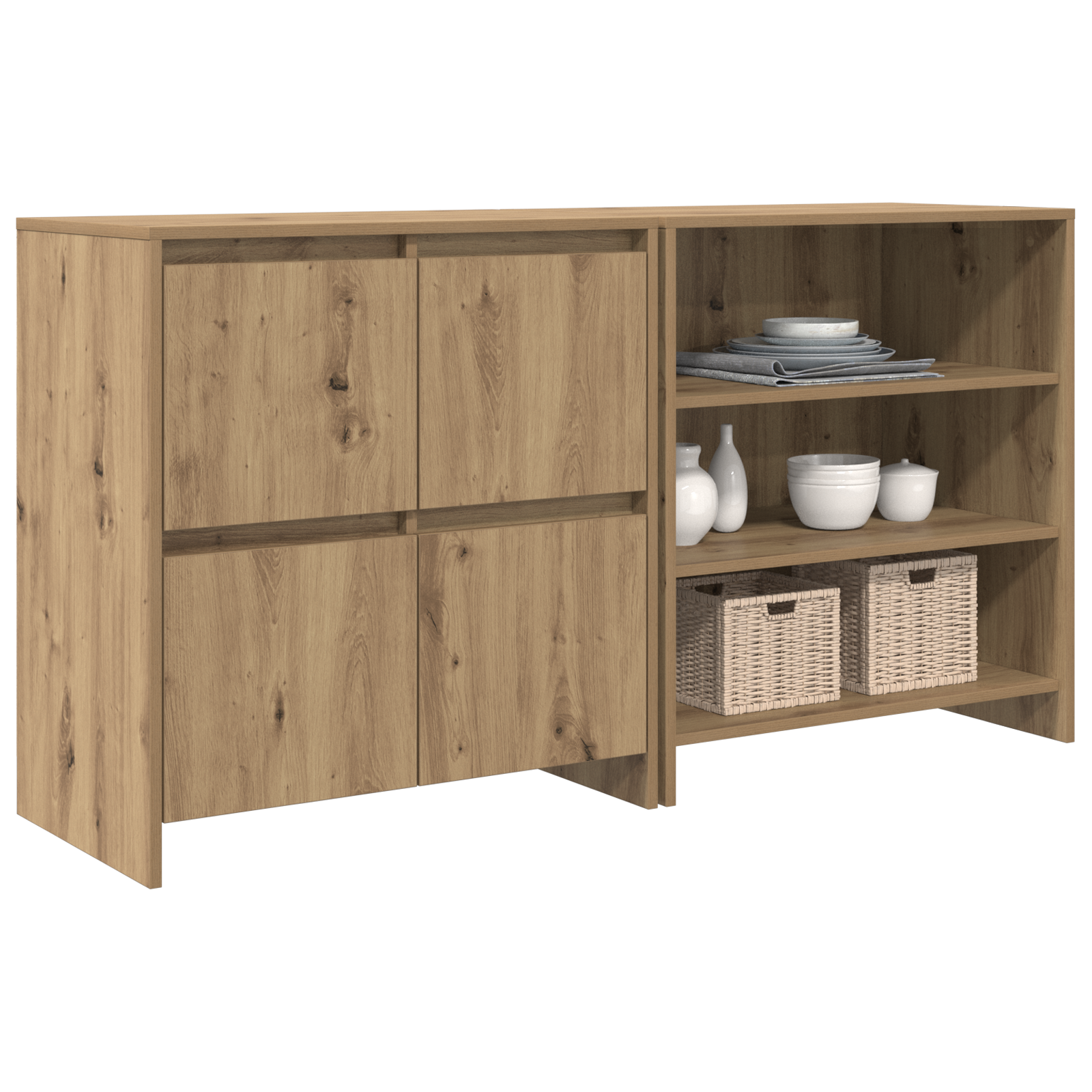 Dressoir 2 pcs artisanaal eikenkleurig 70 x 41 x 75 cm - Afbeelding 3