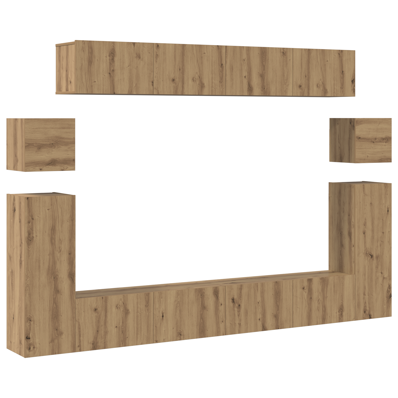 Thumbnail - vidaXL TV-Schrank-Set 8 pcs Handwerklich gefertigter Eichenholz Mittel