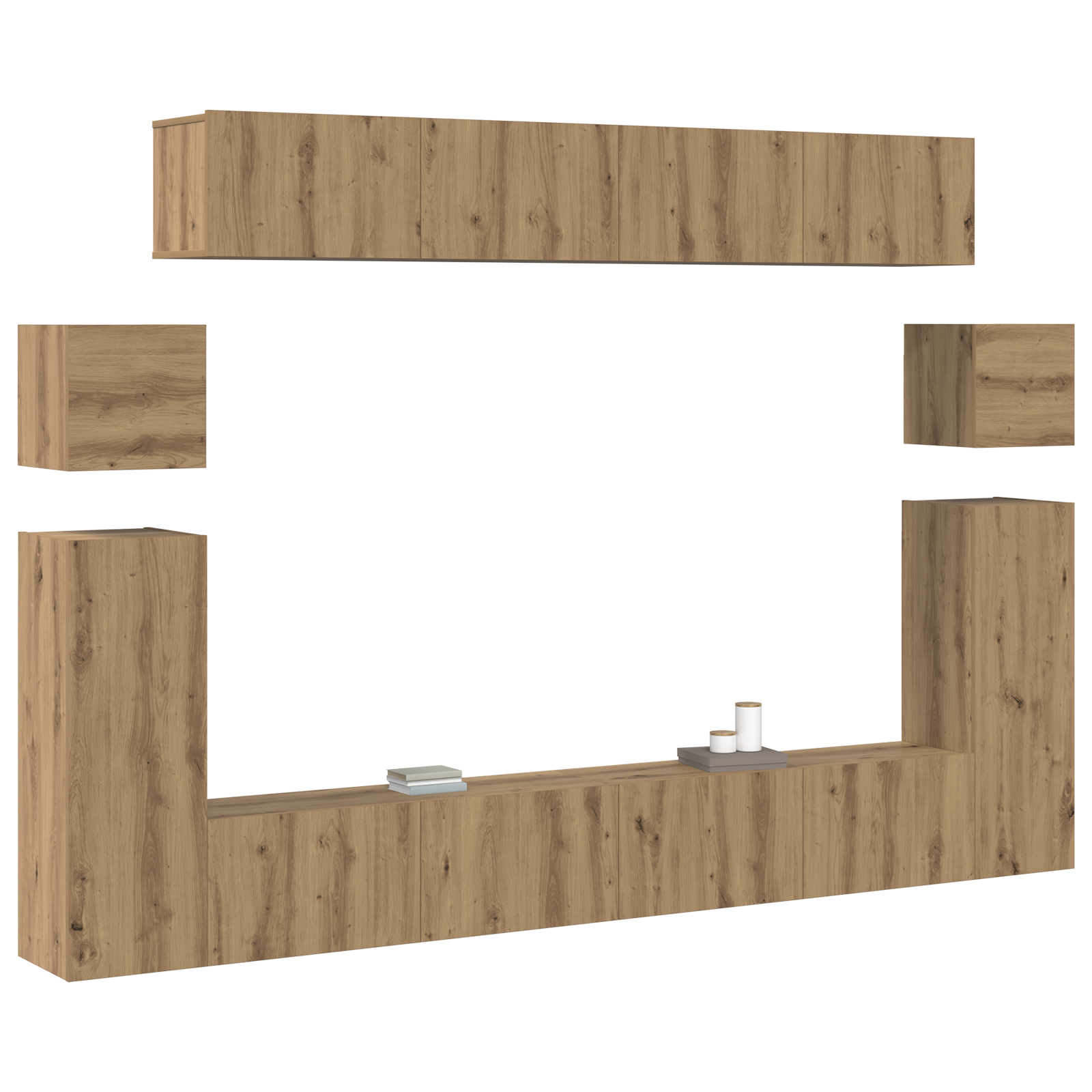 Thumbnail - vidaXL TV-Schrank-Set 8 pcs Handwerklich gefertigter Eichenholz Mittel