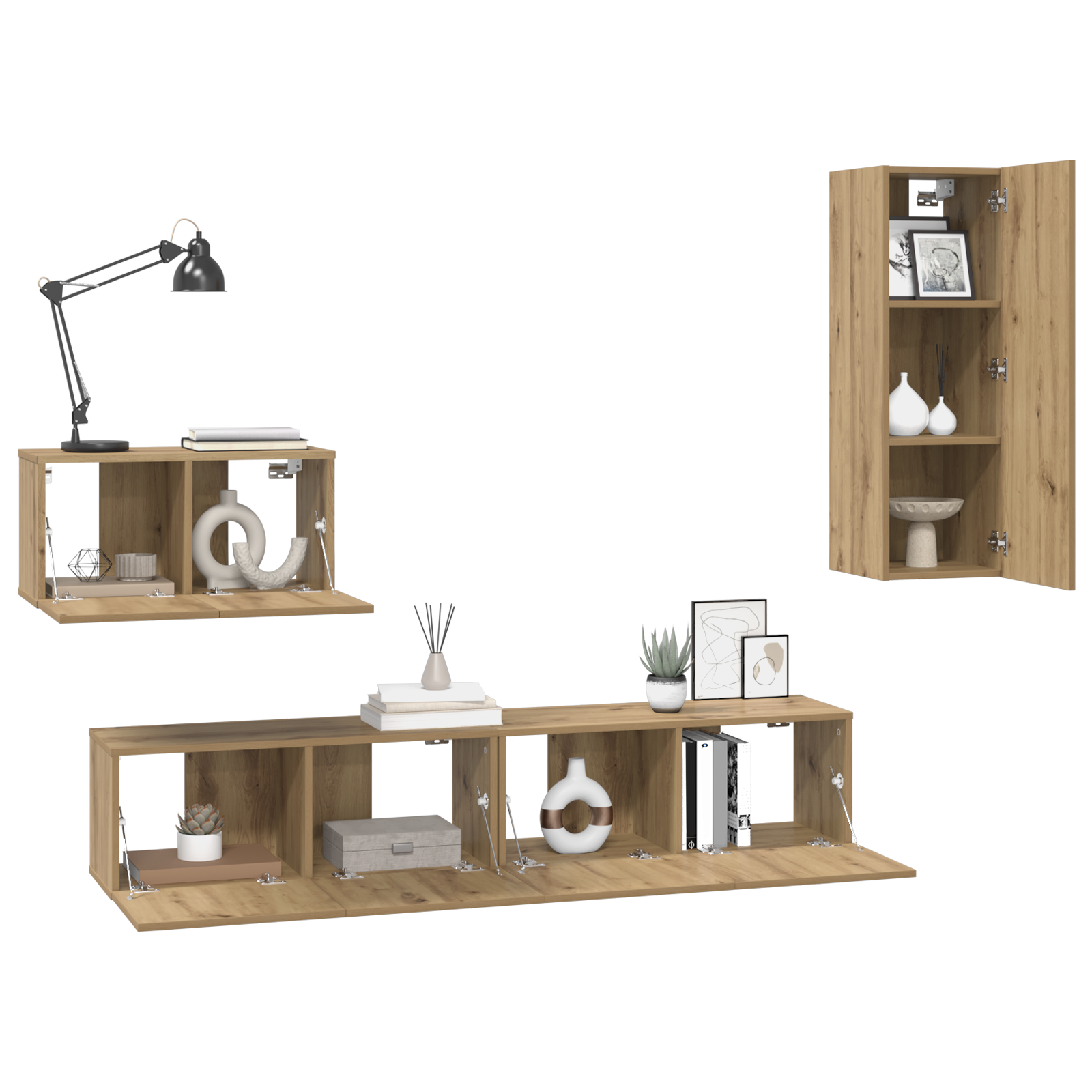 Thumbnail - vidaXL Wand TV Schrank 4 pcs Handwerklich gefertigter Eichenholz