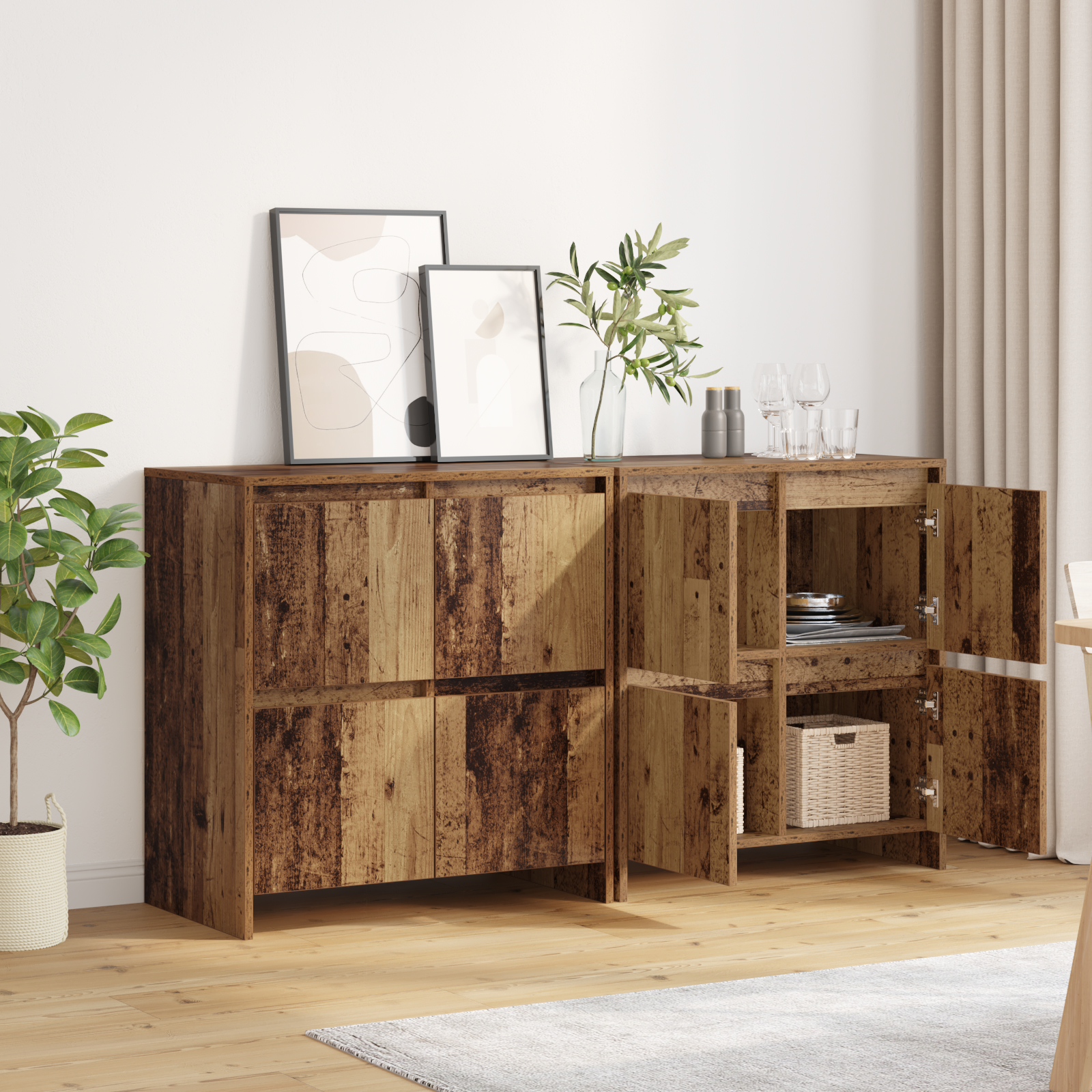 Dressoir 2 pcs Oud hout 70 x 41 x 75 cm Bewerkt hout - Afbeelding 4