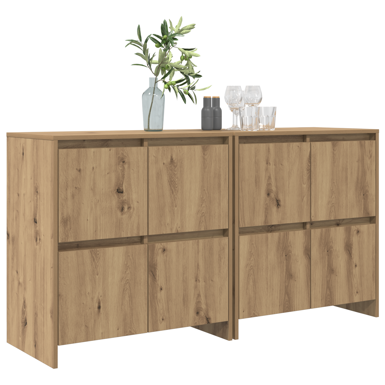 Dressoir 2 pcs artisanaal eikenkleurig 70 x 41 x 75 cm - Afbeelding 3