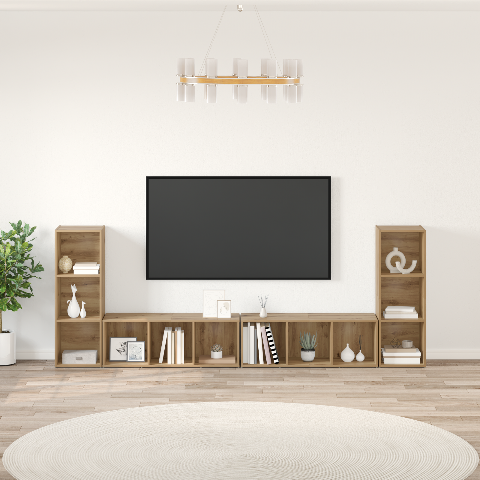 Thumbnail - vidaXL TV-Schränk mit Regal 4 pcs Handwerklich gefertigter Eichenholz