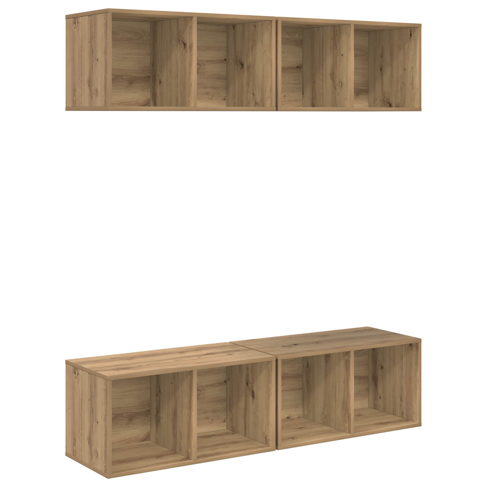 Thumbnail - vidaXL Wand TV Schrank 4 pcs Eiche handwerklich 37 x 37 x 72 cm