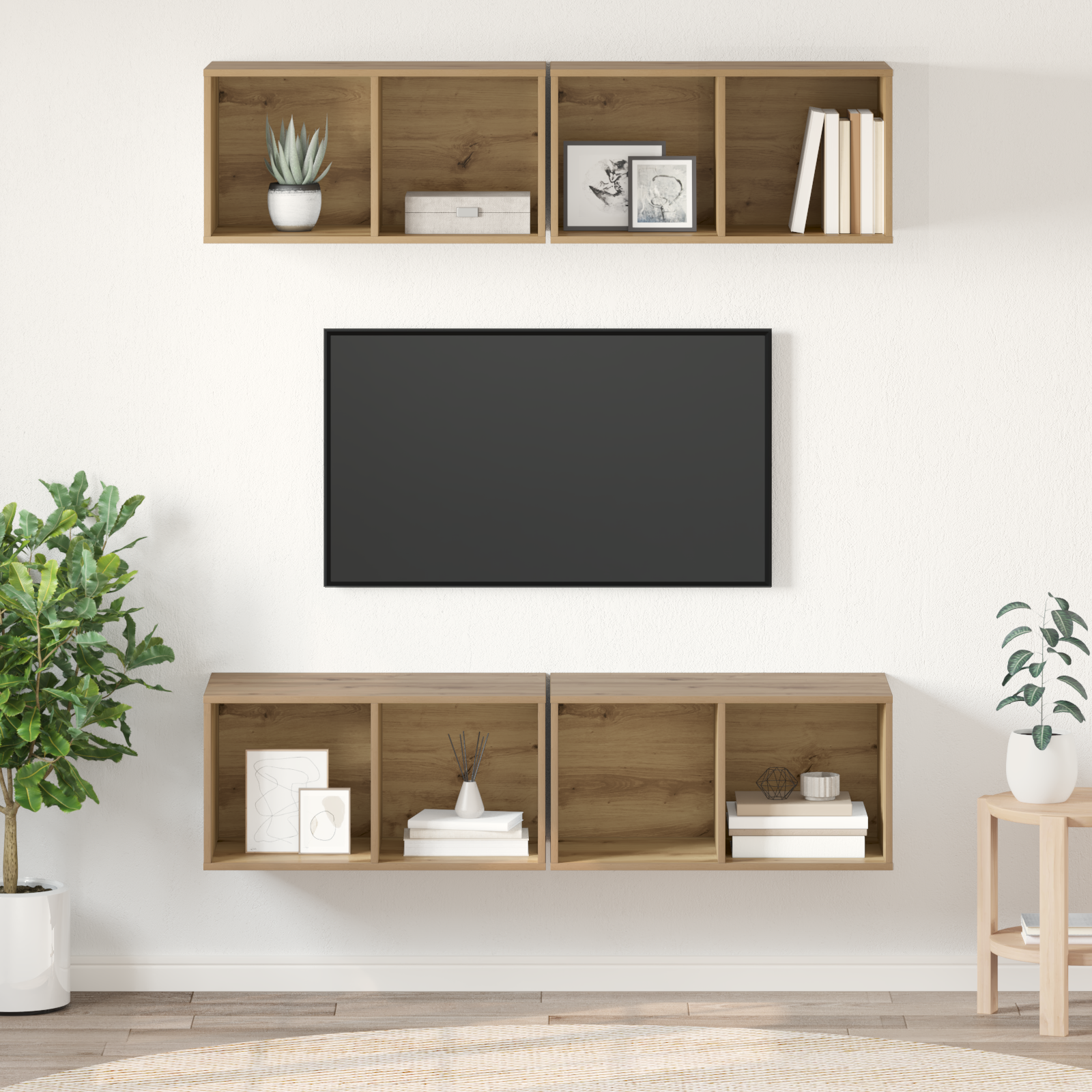 Thumbnail - vidaXL Wand TV Schrank 4 pcs Eiche handwerklich 37 x 37 x 72 cm