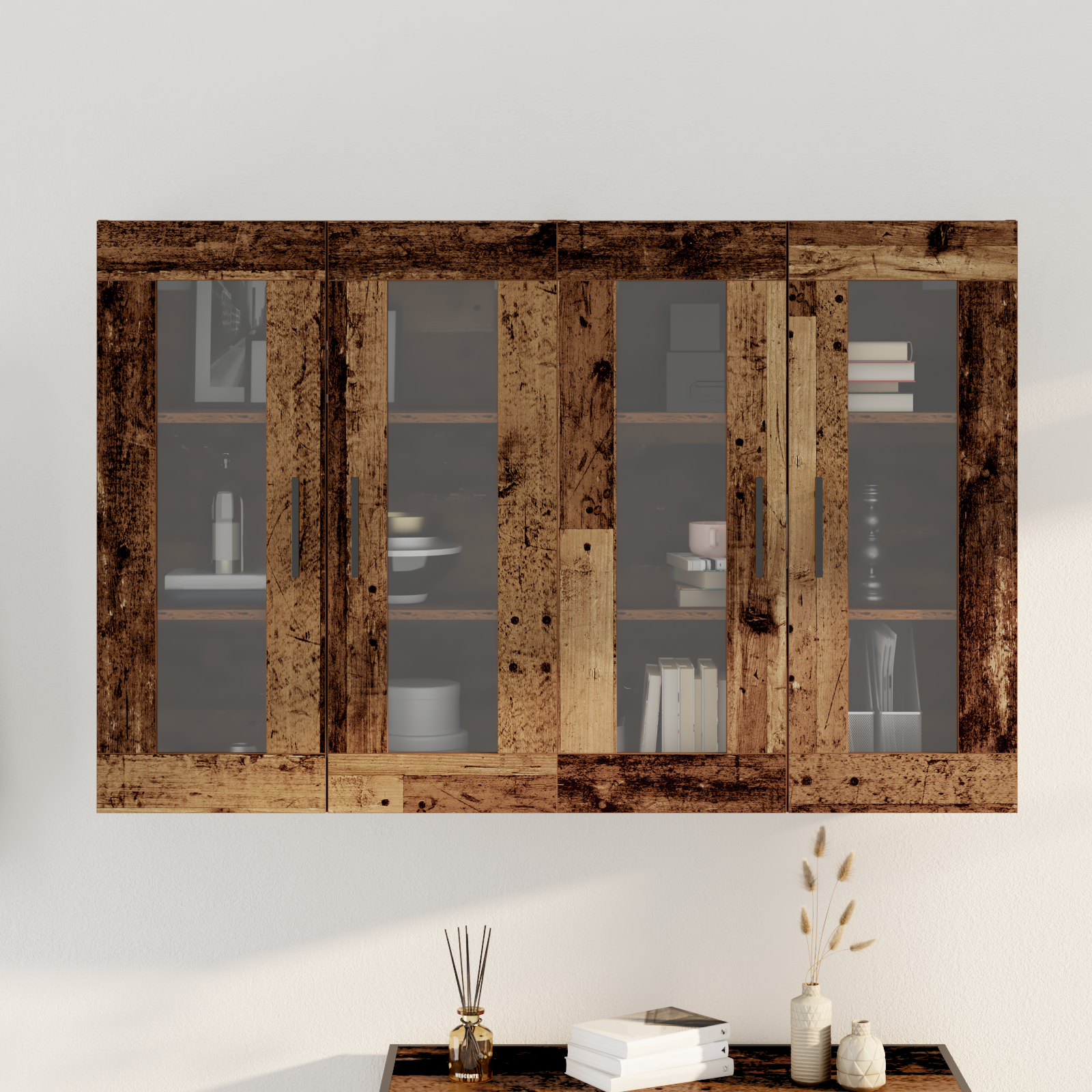 Wall Mounted Cabinets 2 pcs Old Wood 69.5x34x90 cm Engineered Wood - Image 4