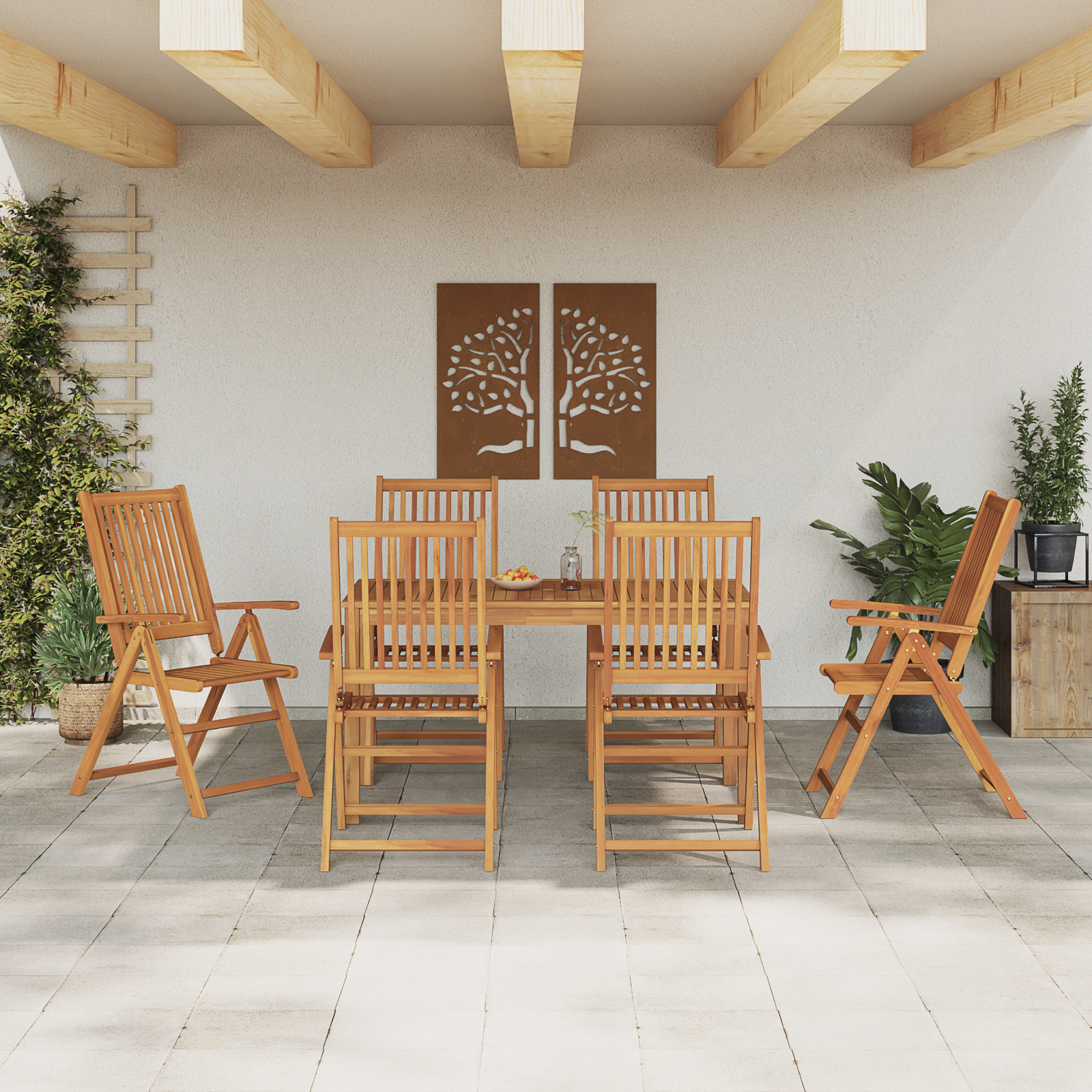 7-delige Tuin Eettafel Set Massief Hout Acaciahout