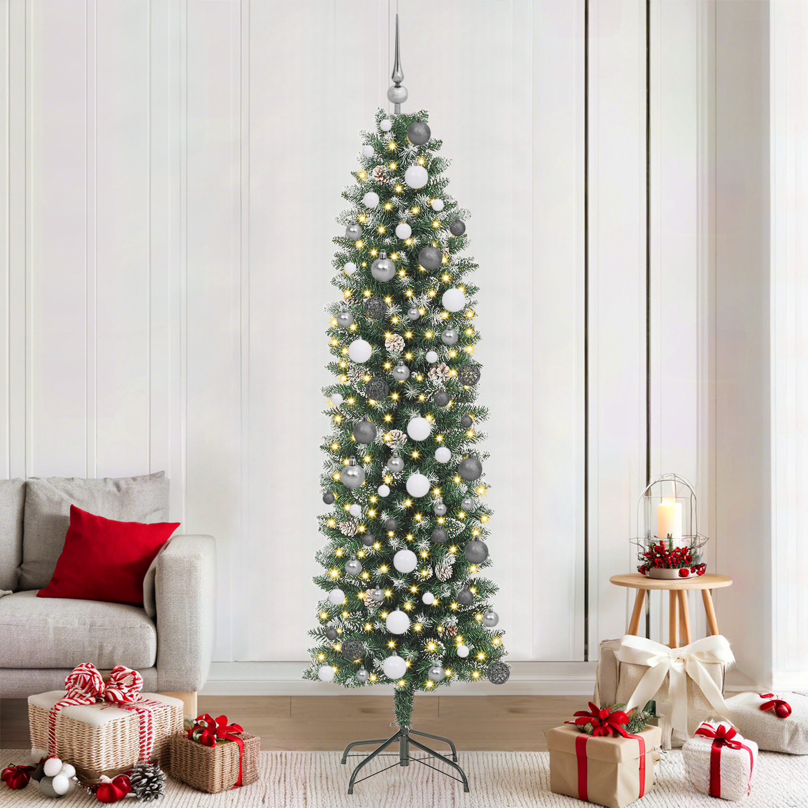 Arbre de Noël artificiel slim Vert 210 cm PVC et Plastique