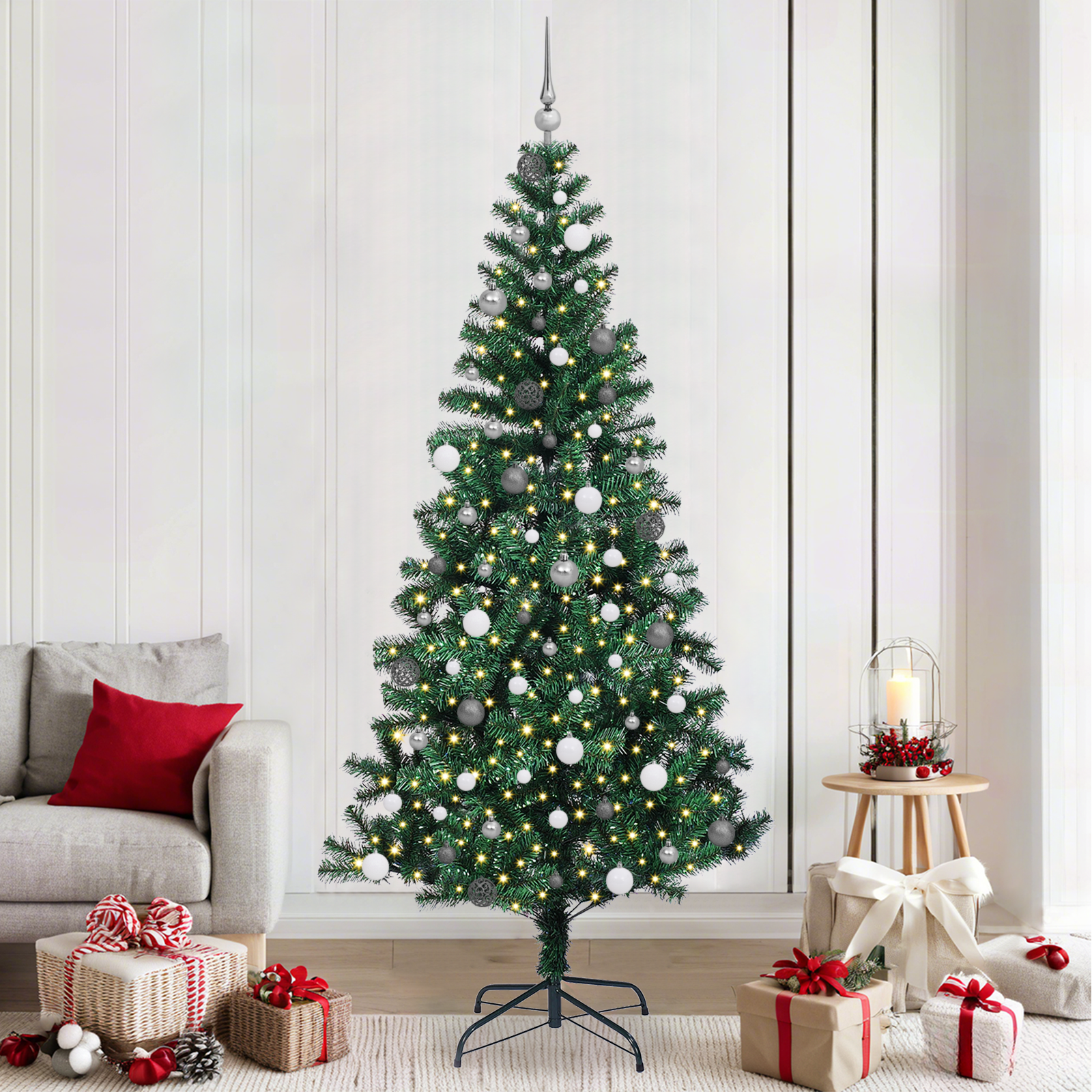 Kunstkerstboom with Decorative String Lights Groen 240 cm PVC